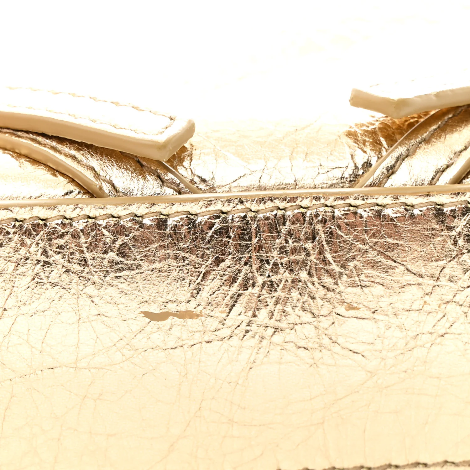 Metallic Tumbled Calfskin Nano Voyou Bag Golden Sand - Top Club
