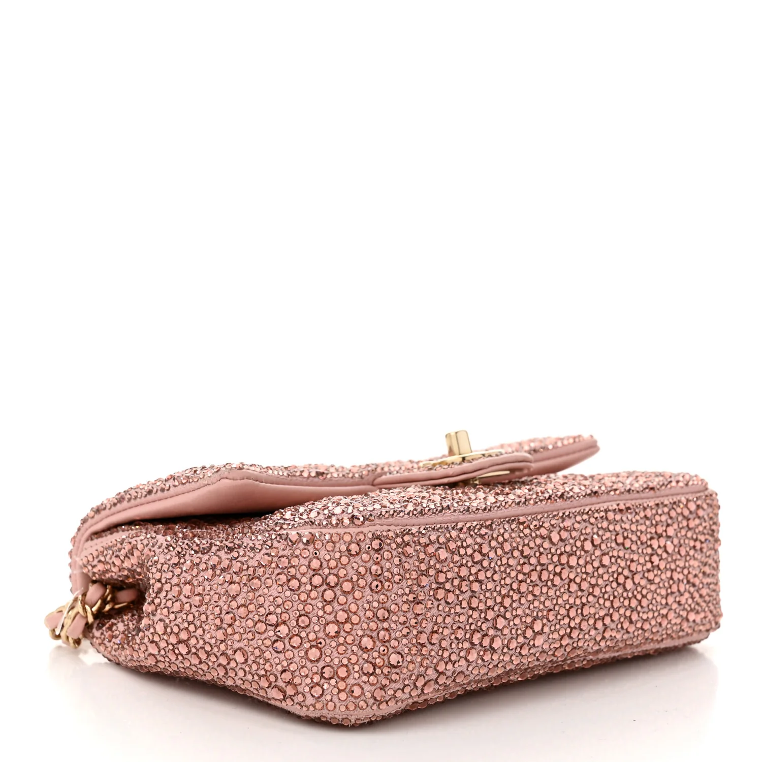 Lambskin Crystal Diamante Small Flap Light Pink - Top Club