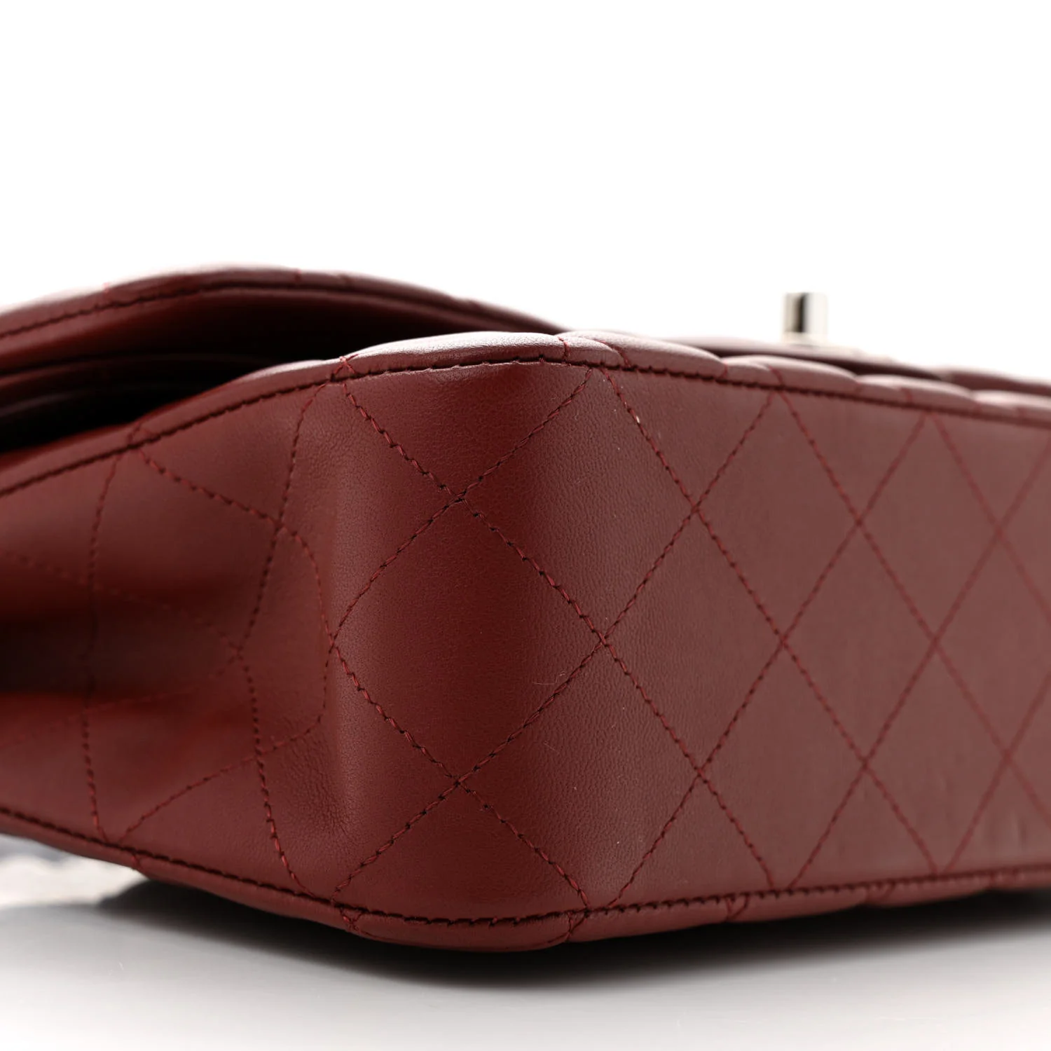 Lambskin Quilted Medium Double Flap Burgundy - Top Club