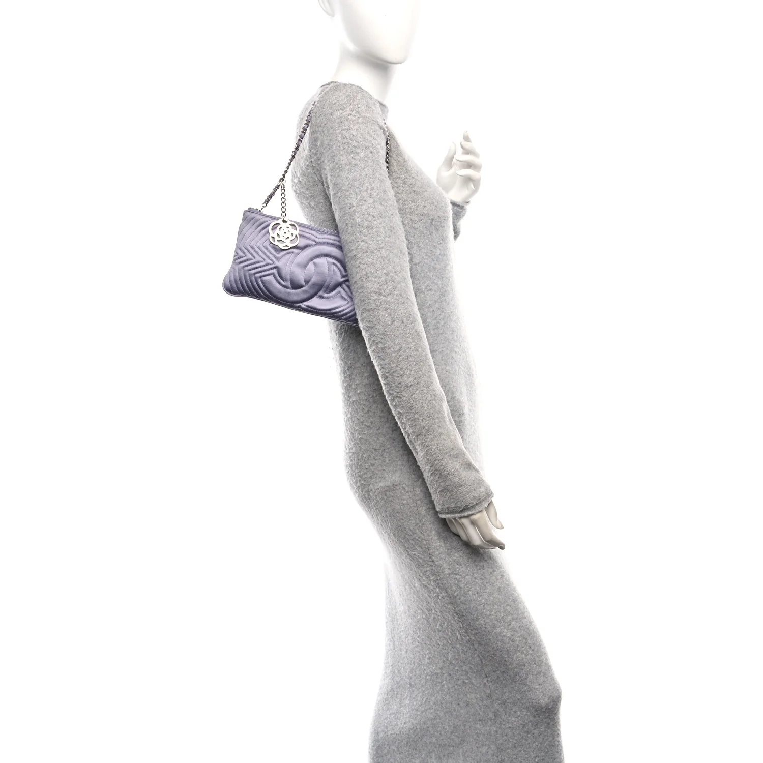 Satin Camellia Evening Bag Light Purple - Top Club