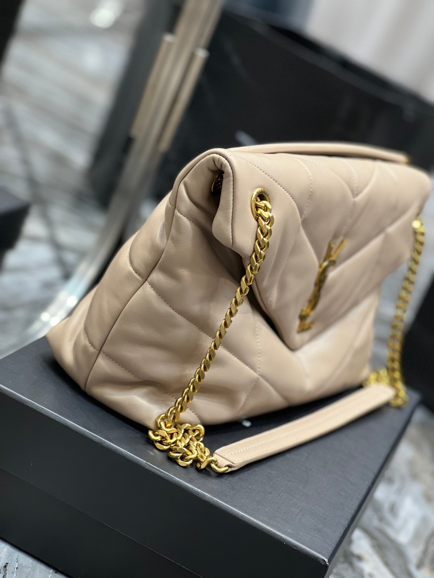 Y PUFFER MEDIUM BAG IN QUILTED LAMBSKIN - Top Club