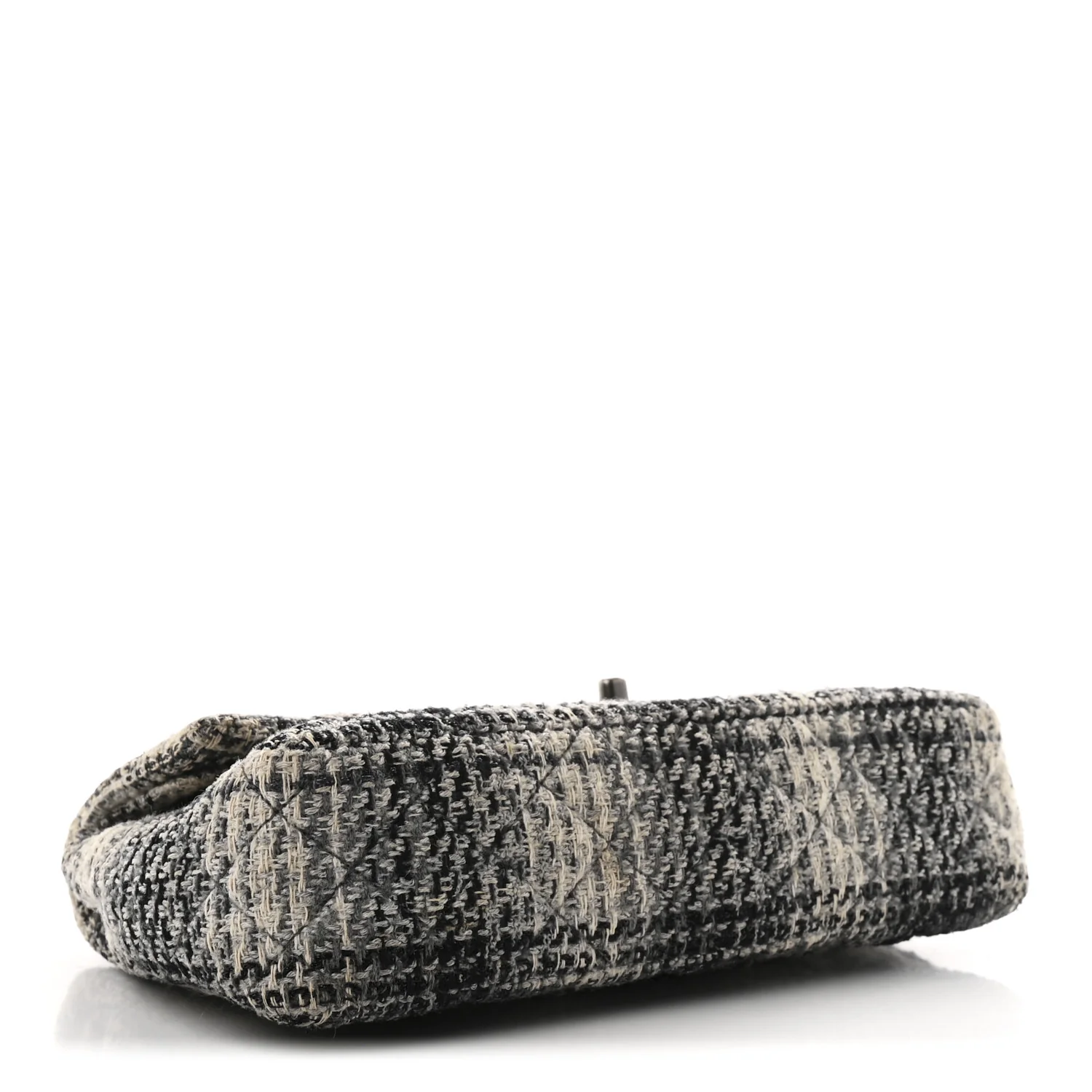 Tweed Quilted Medium Double Flap Beige White Black - Top Club