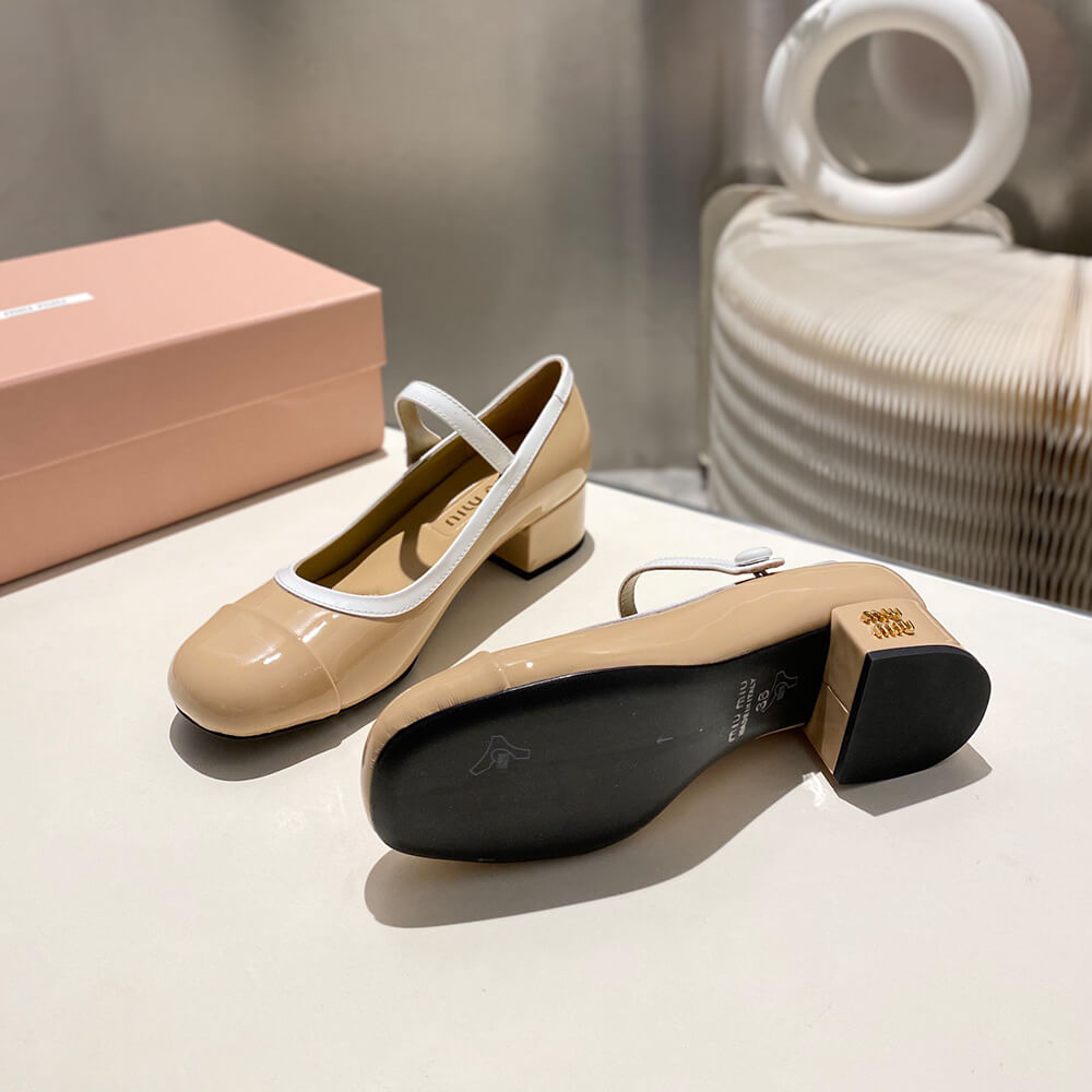 MiuMiu Two-tone patent leather Mary Jane pumps - Top Club