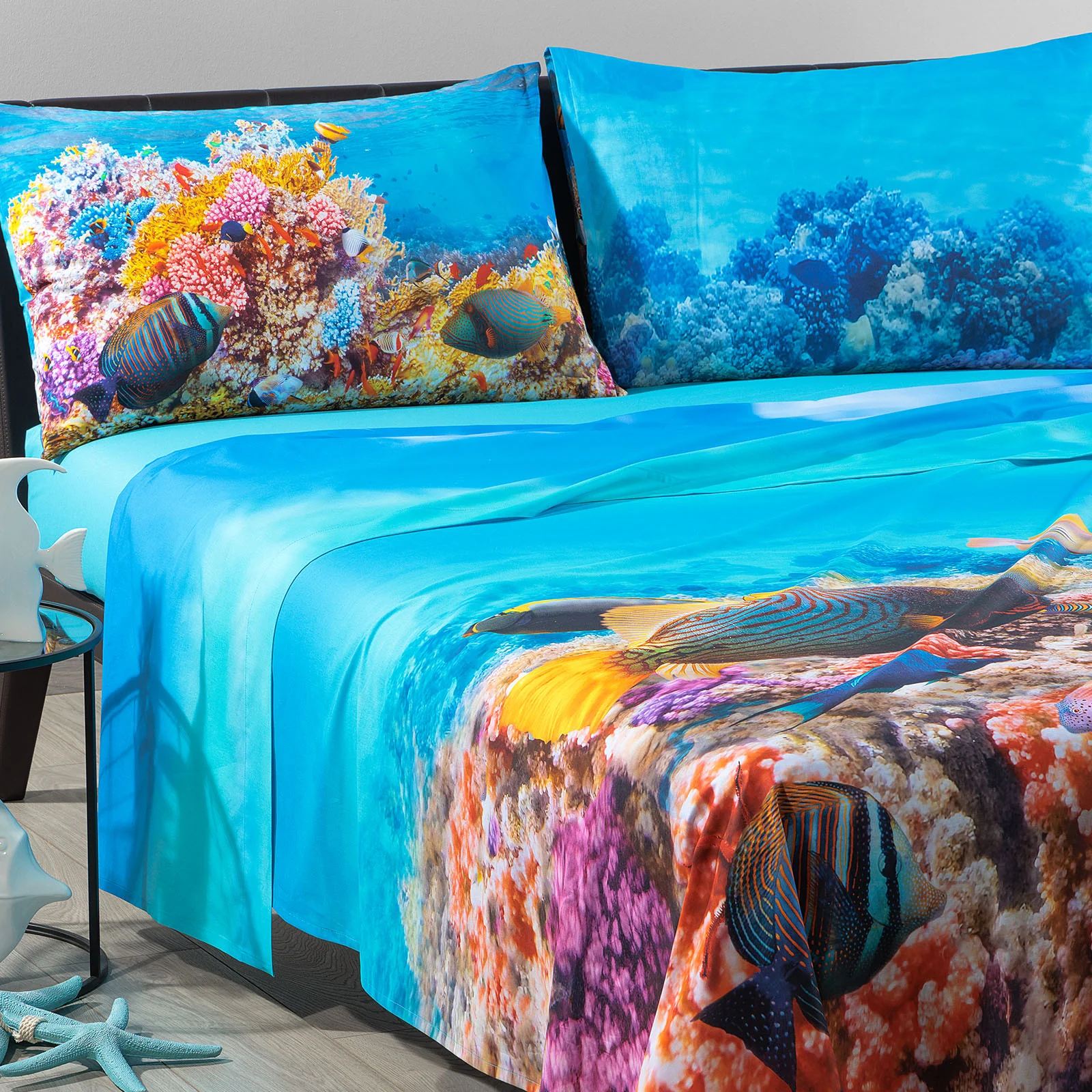 Lenzuola Copriletto In Cotone Oceano By Carmassi Matrimoniale Unica Sogni Di Viaggio