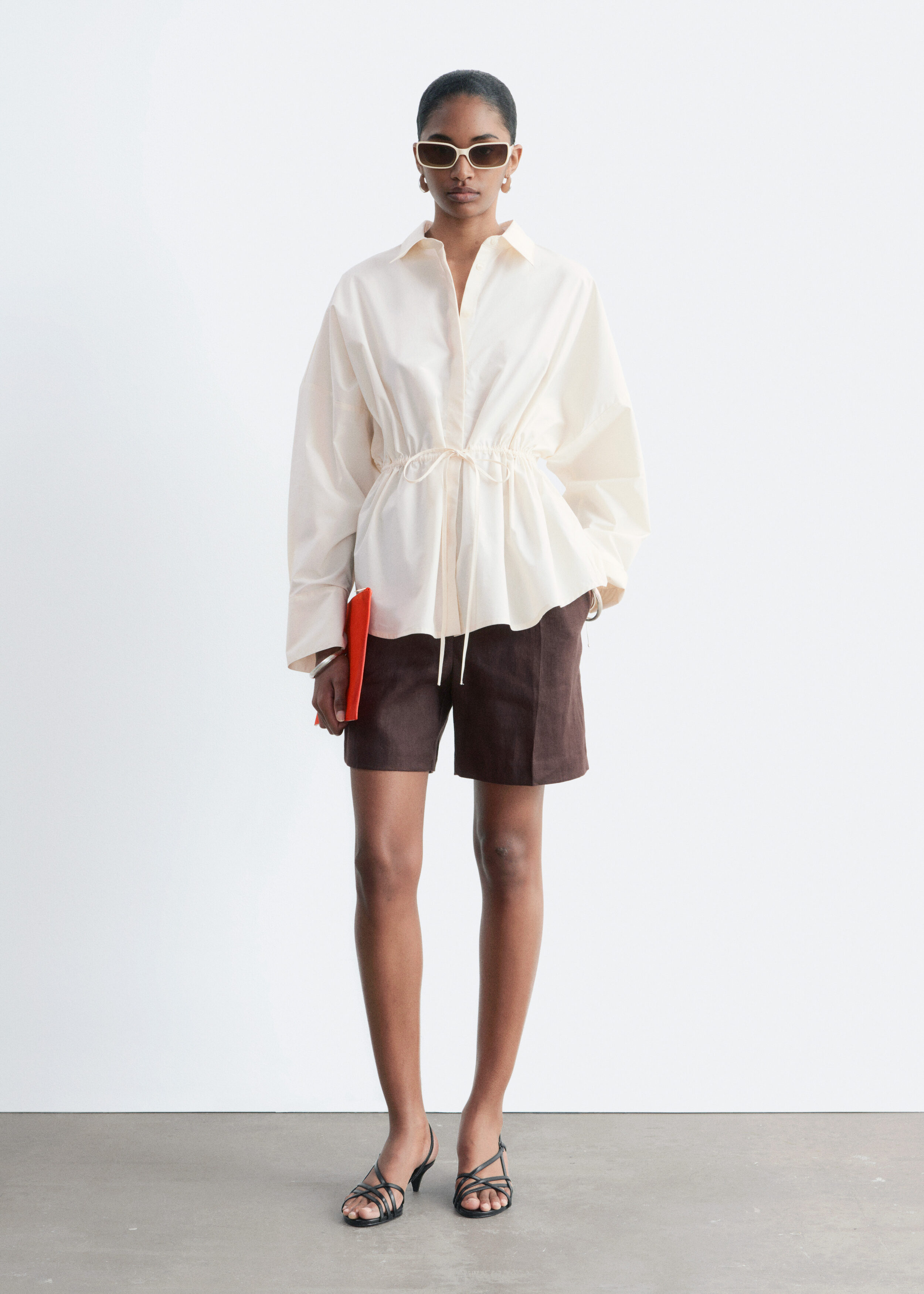 & Other Stories COTTON POPLIN DRAWSTRING SHIRT