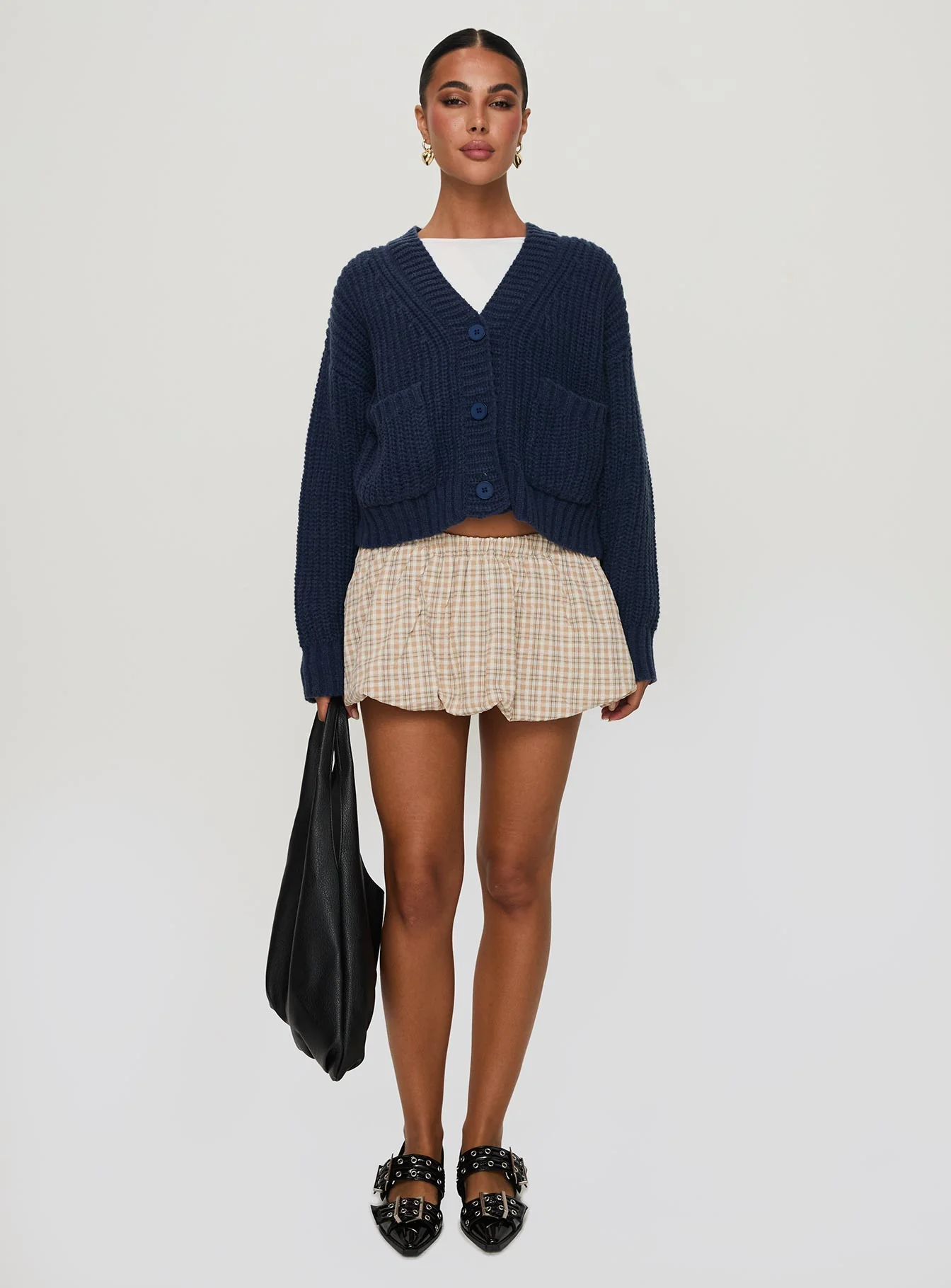 Osias Cable Knit Cardigan Navy