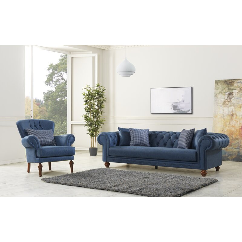Pritt 96.1 Rolled Arm Chesterfield Sofa