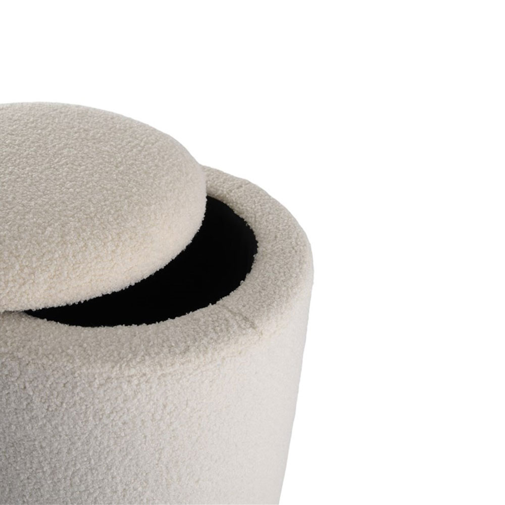 Poef Sem teddy gebroken wit - met opbergruimte - Ø 36 cm