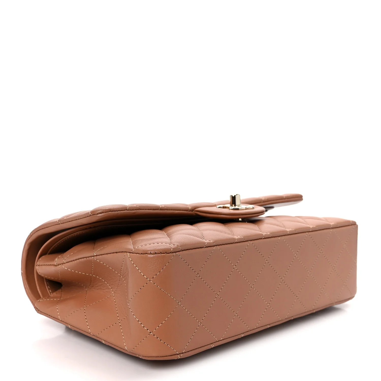 Lambskin Quilted Medium Double Flap Brown - Top Club