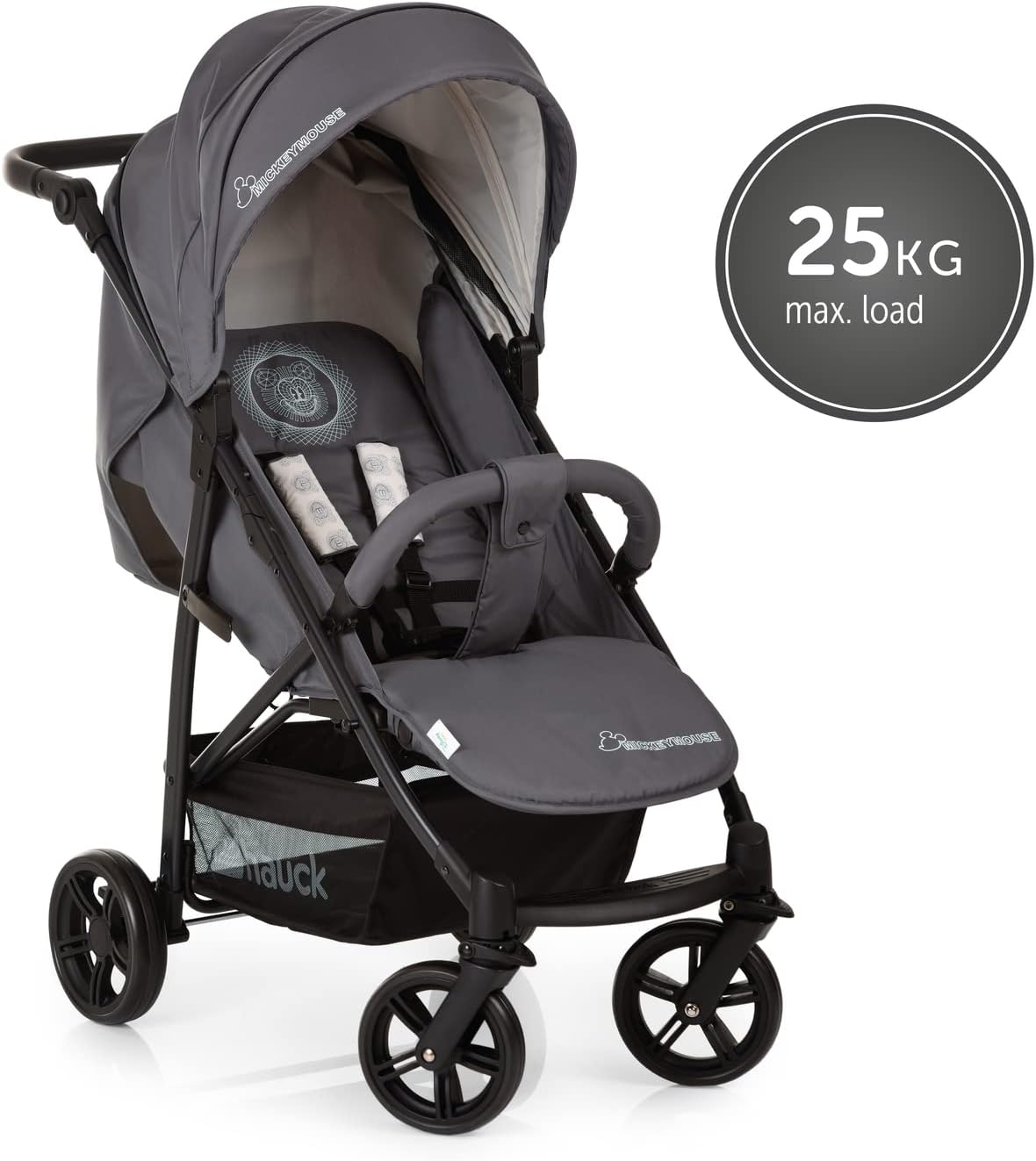 hauck Rapid 4X Baby Stroller, from Birth to 25 kg, Lightweight Stroller, Baby Chair, Reclining, Foldable, Compact, Mickey Mouse Gray