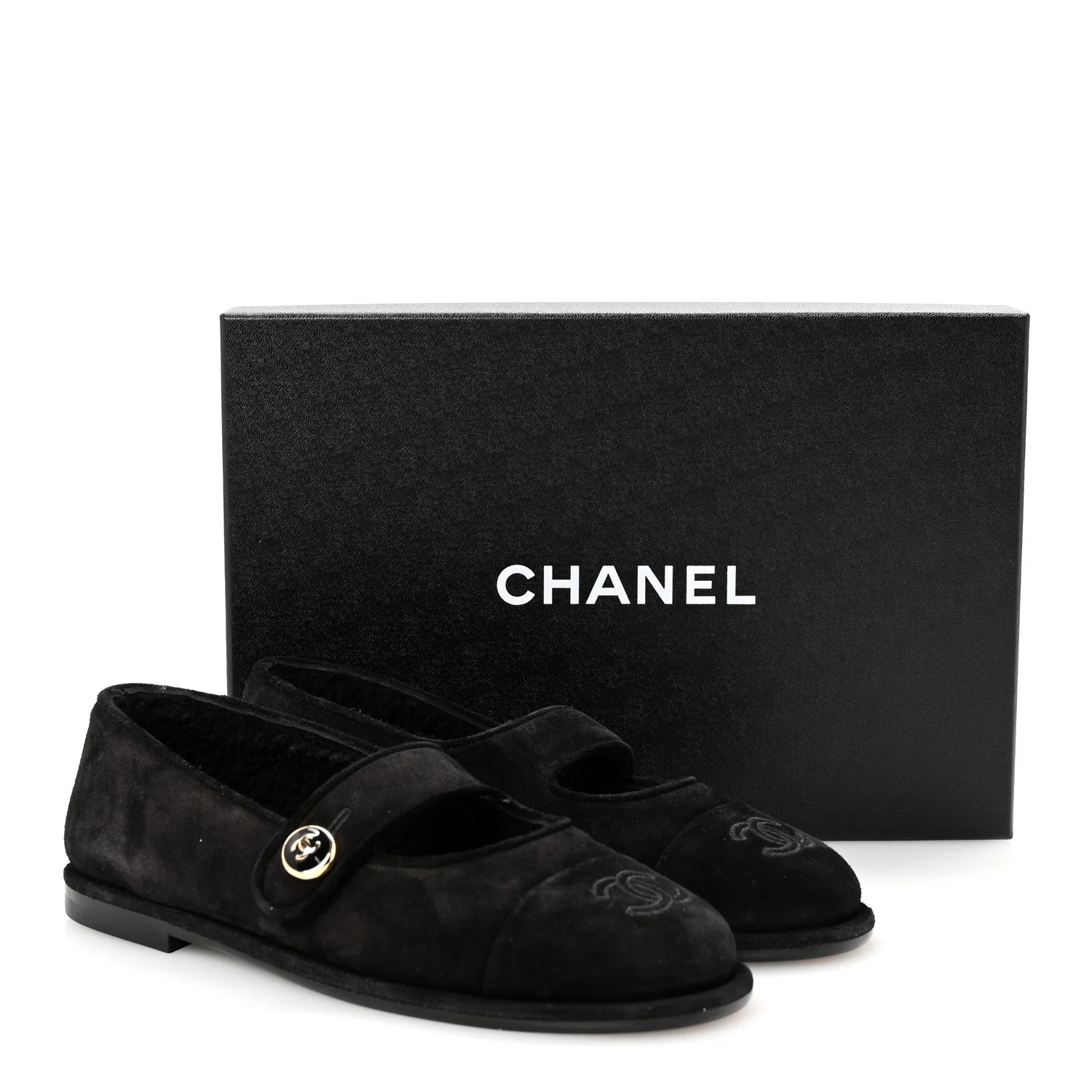 Suede Cap Toe CC Mary Jane Flats 37 Black - Top Club