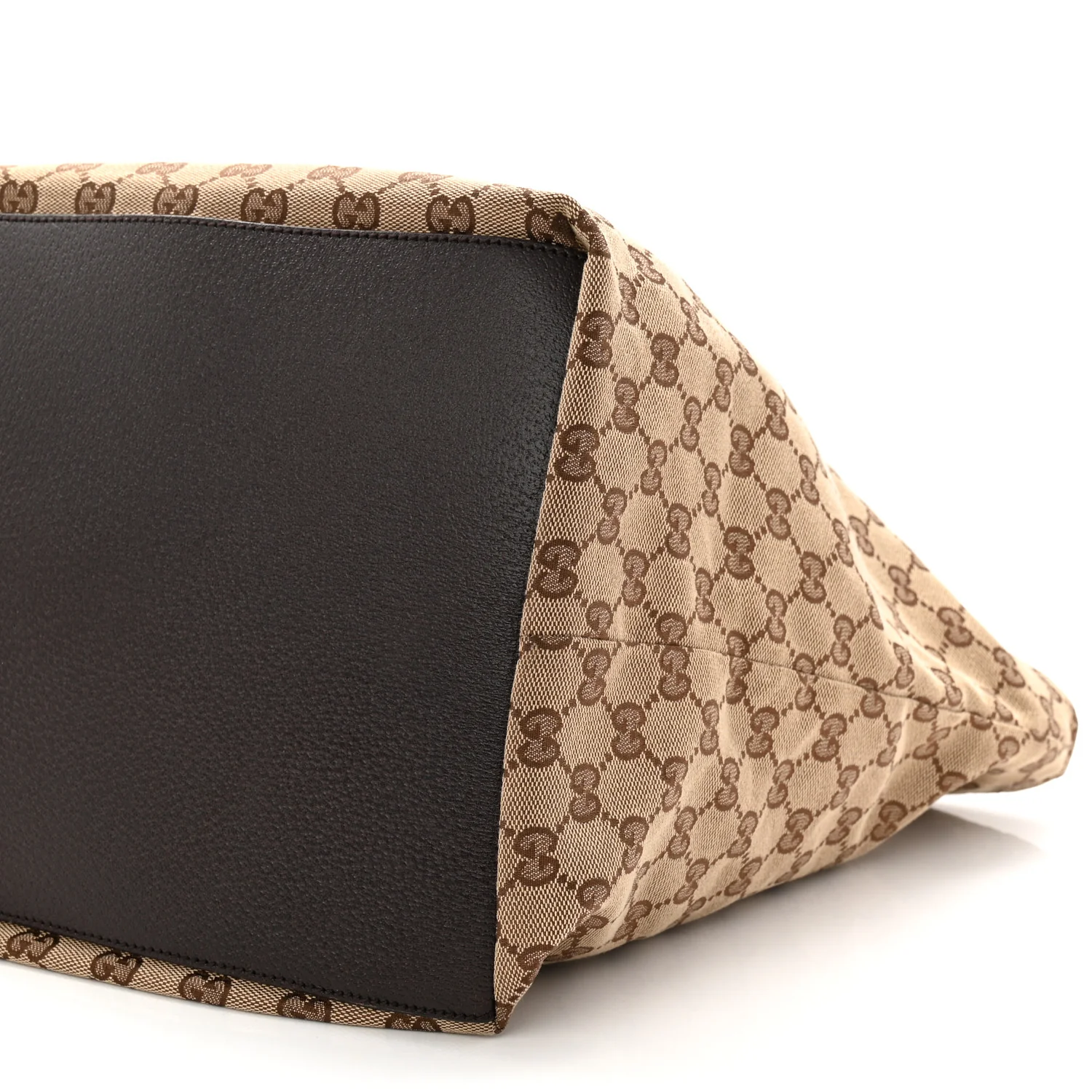 GG Monogram Large Web Handle Bucket Tote Dark Brown - Top Club