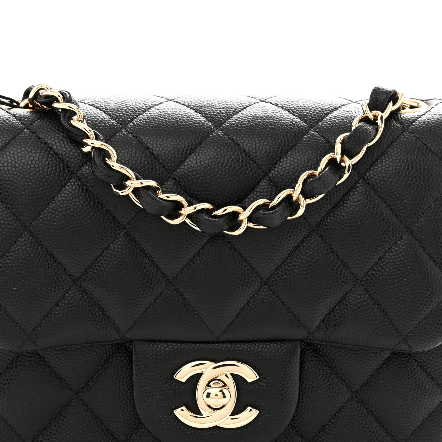 Caviar Quilted Mini Square Flap Black - Top Club