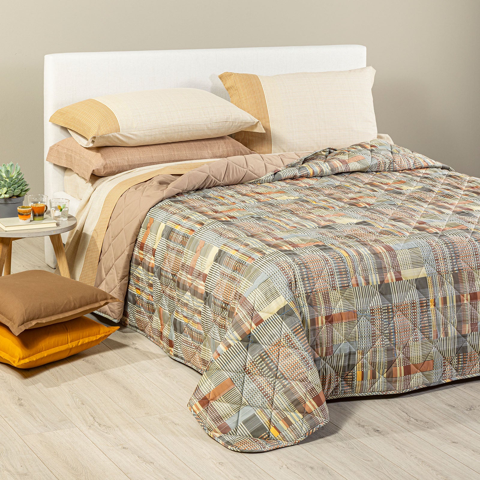 Copriletto Trapuntato In Microfibra Simon Matrimoniale Ambra Modern