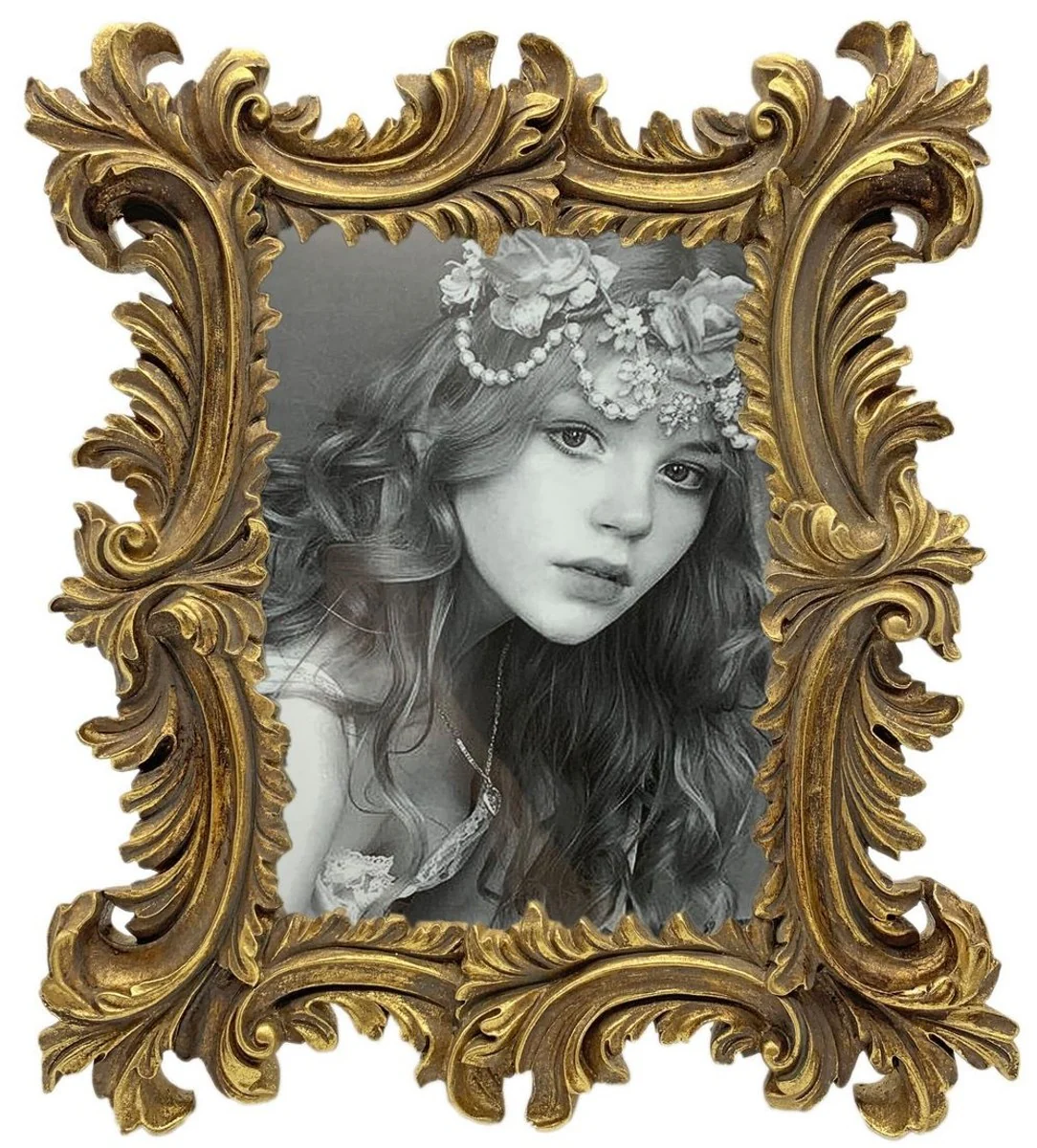 Baroque picture frame antique gold 13 x H. 18 cm - antique style picture frame - living room decoration - desk decoration - decorative accessories in the baroque style