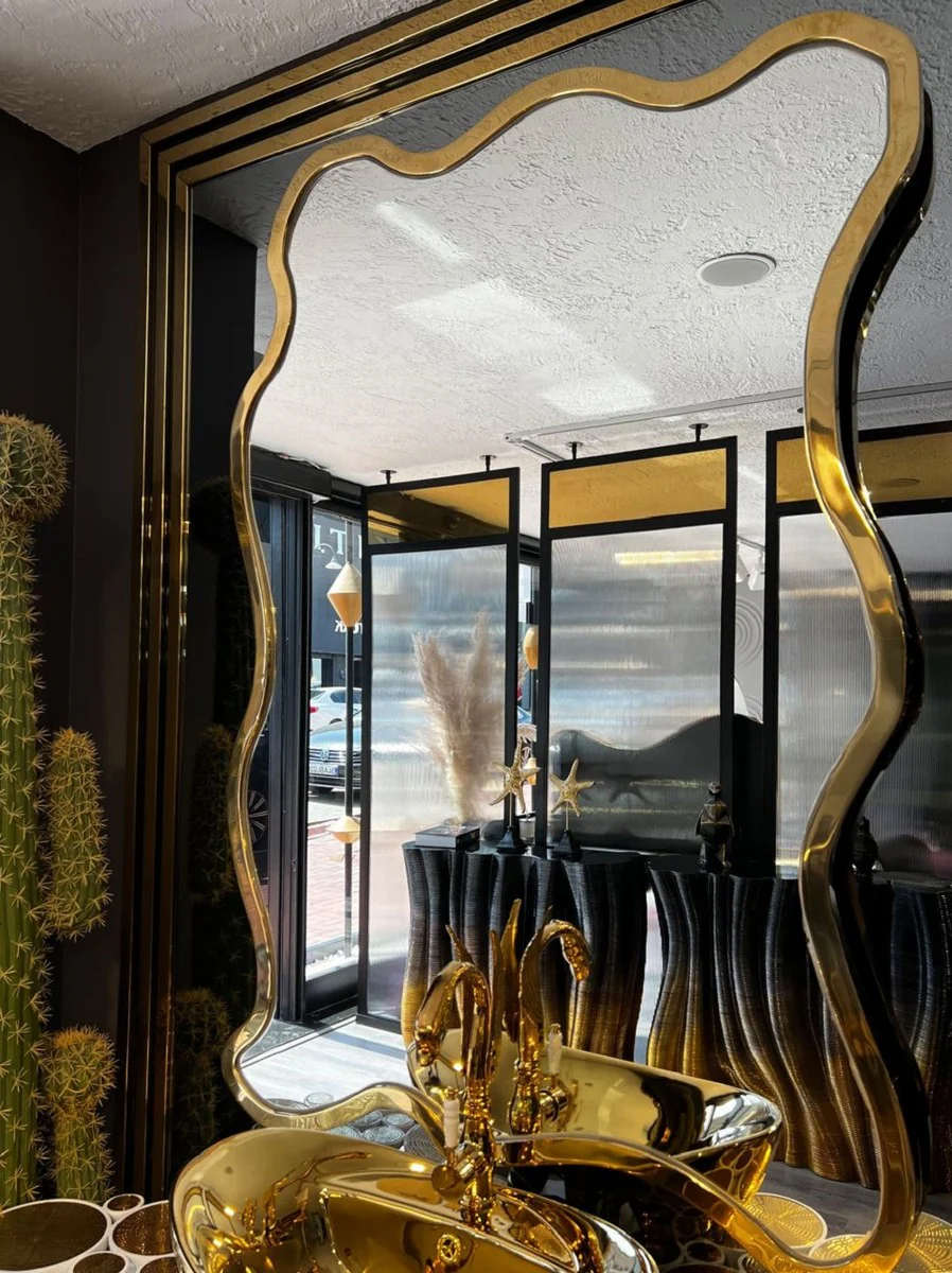 Luxury designer mirror gold 130 x H. 200 cm - stainless steel wall mirror - bathroom mirror - luxury furniture - hotel furniture - designer furniture