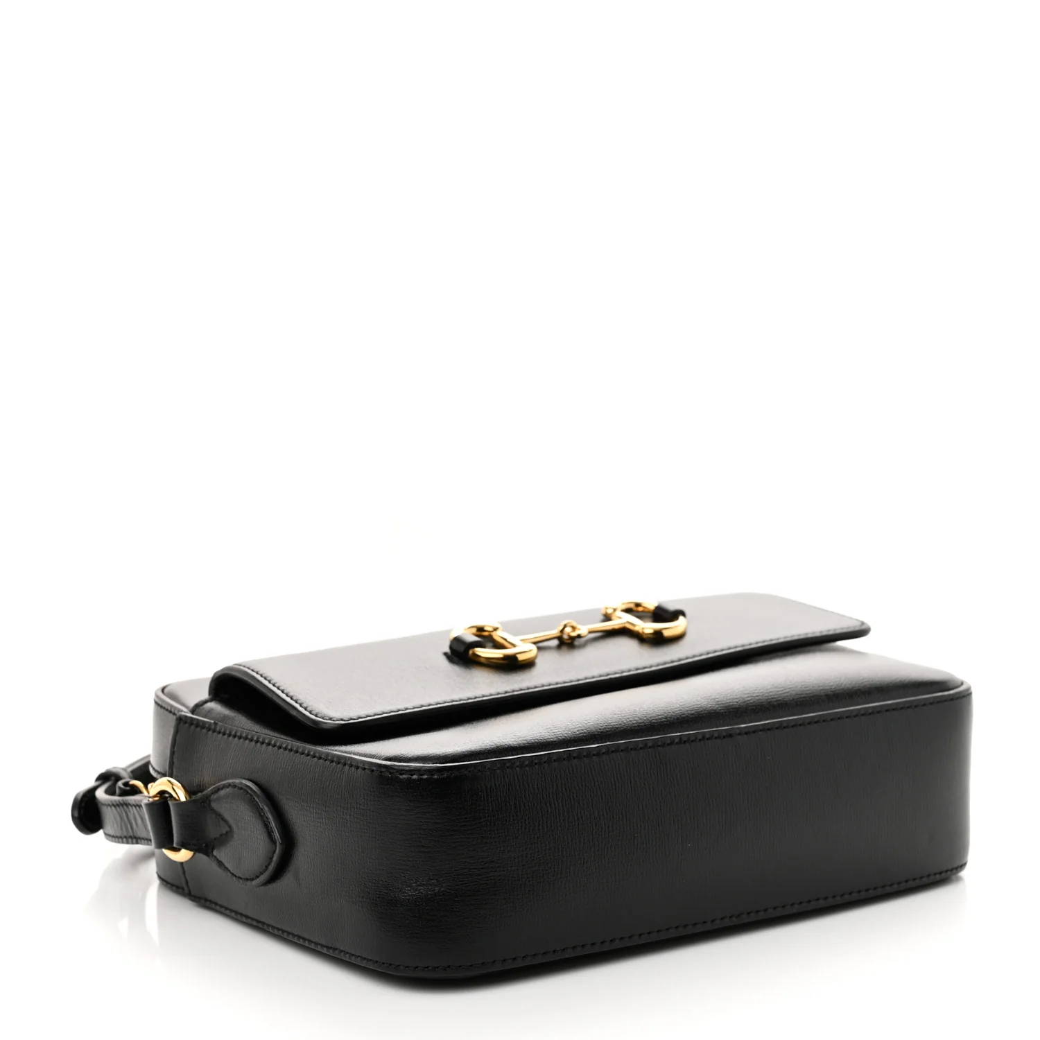 Textured Calfskin Small Horsebit 1955 Shoulder Bag Black - Top Club