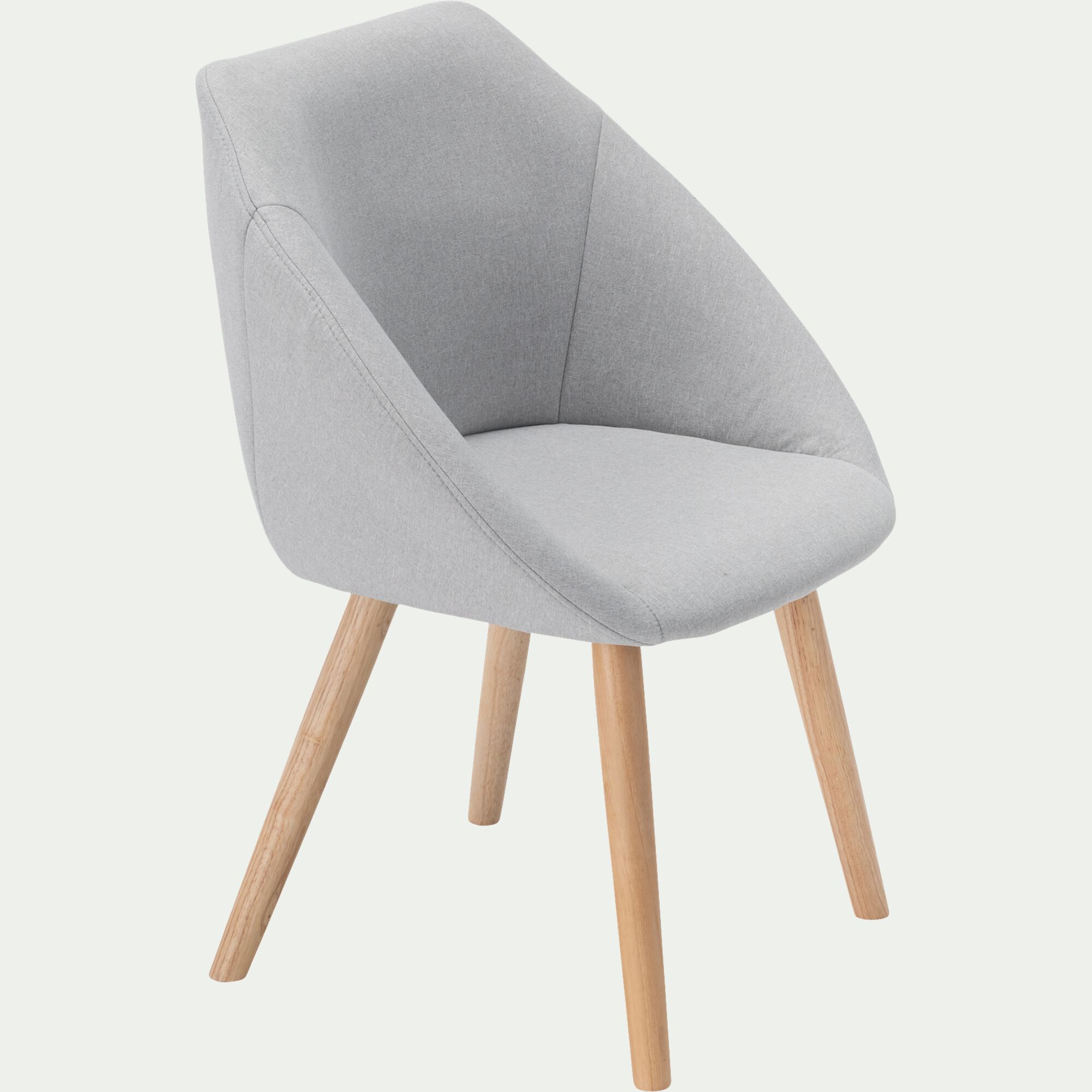 DELINA - Chaise en tissu avec accoudoirs et piétement naturel - gris borie