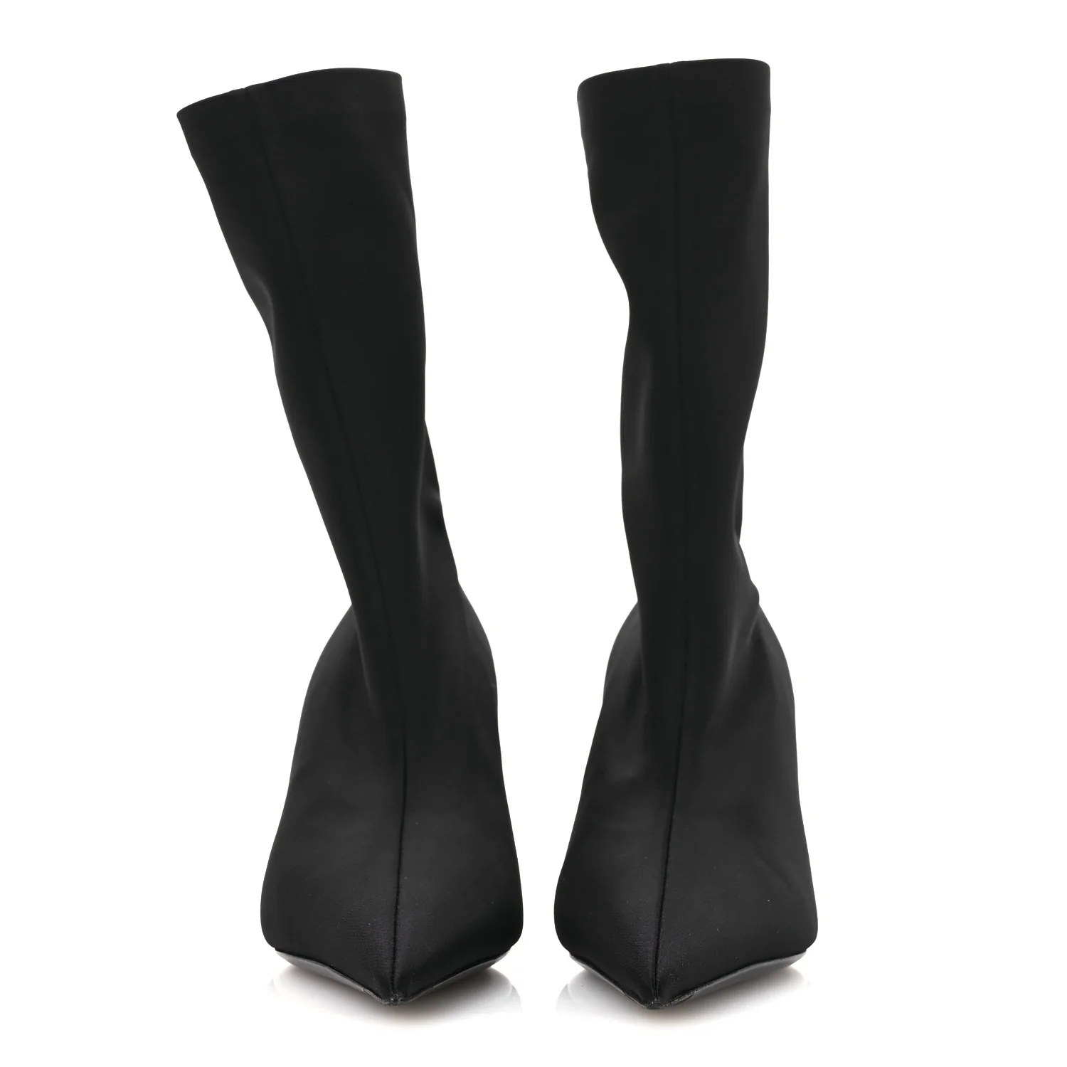 Jersey Crepe Extreme Pointed Toe Knife Booties 36 Black - Top Club