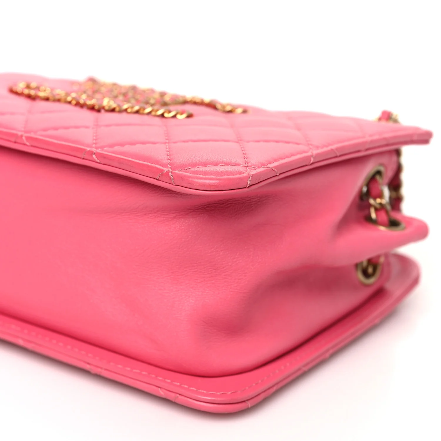 Calfskin Quilted Small CC Chain Accordion Tote Pink - Top Club