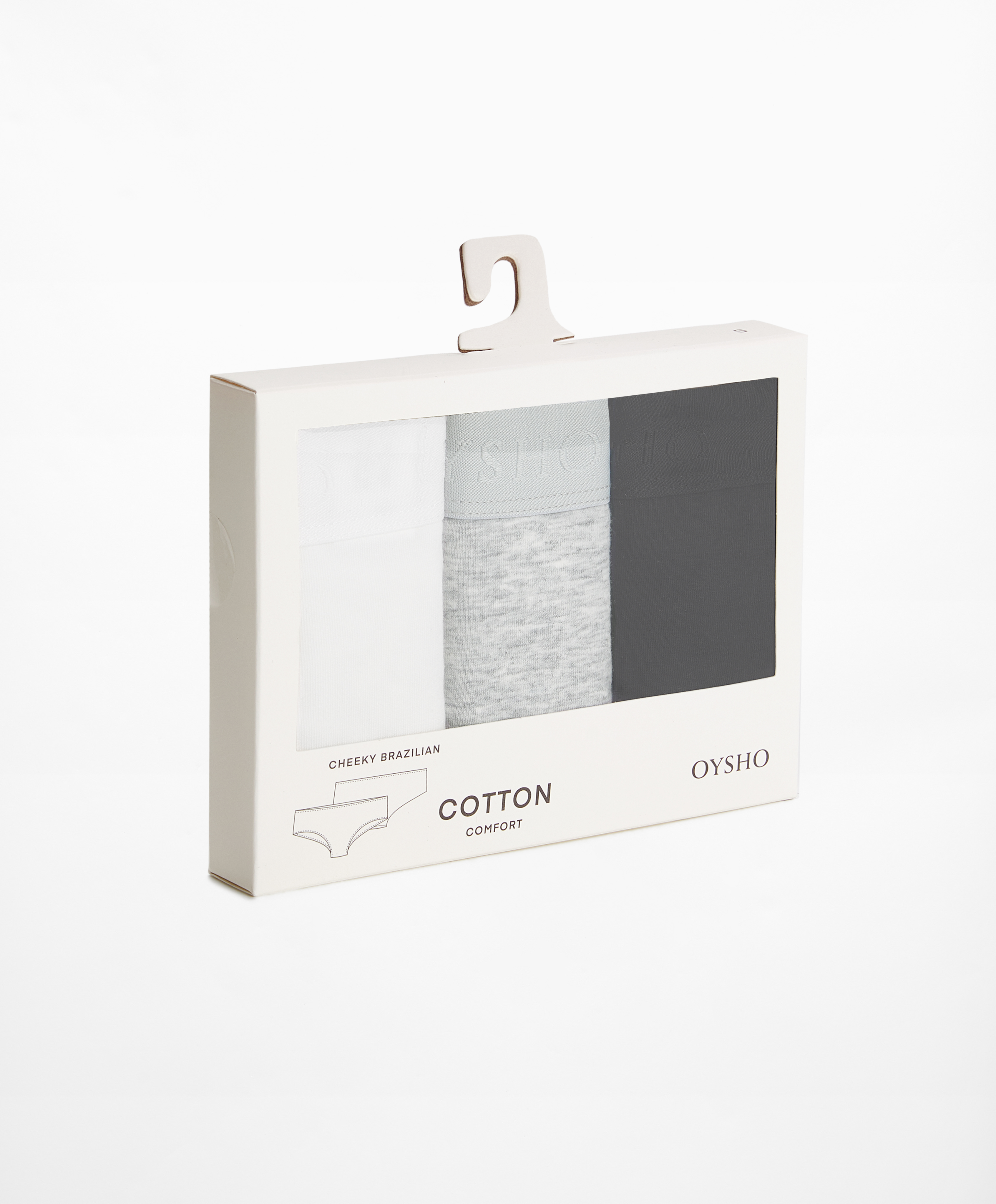 OYSHO 3 comfort cotton blend cheeky briefs with logo