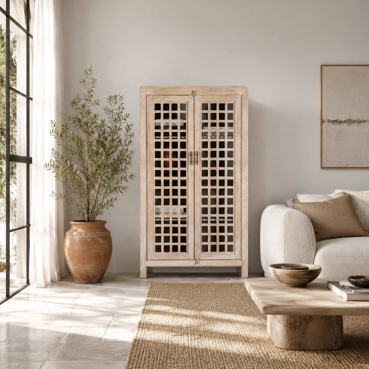 Drishti - Vitrinekast Mangohout Ibiza Stijl 180cm