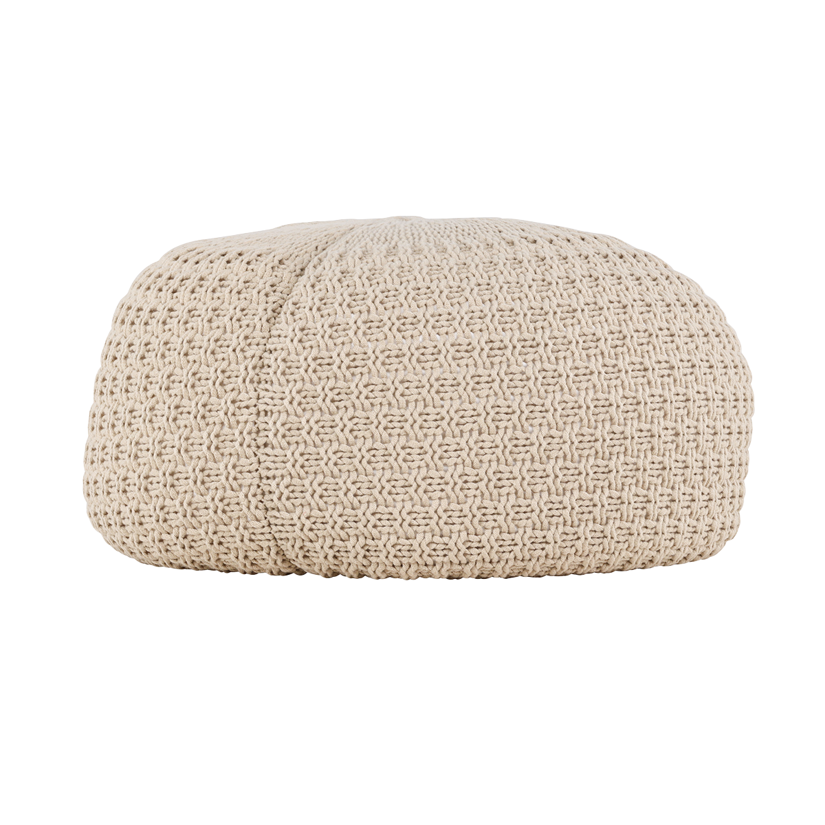 Gevlochten poef Sylvie Beige - Ø 45 cm