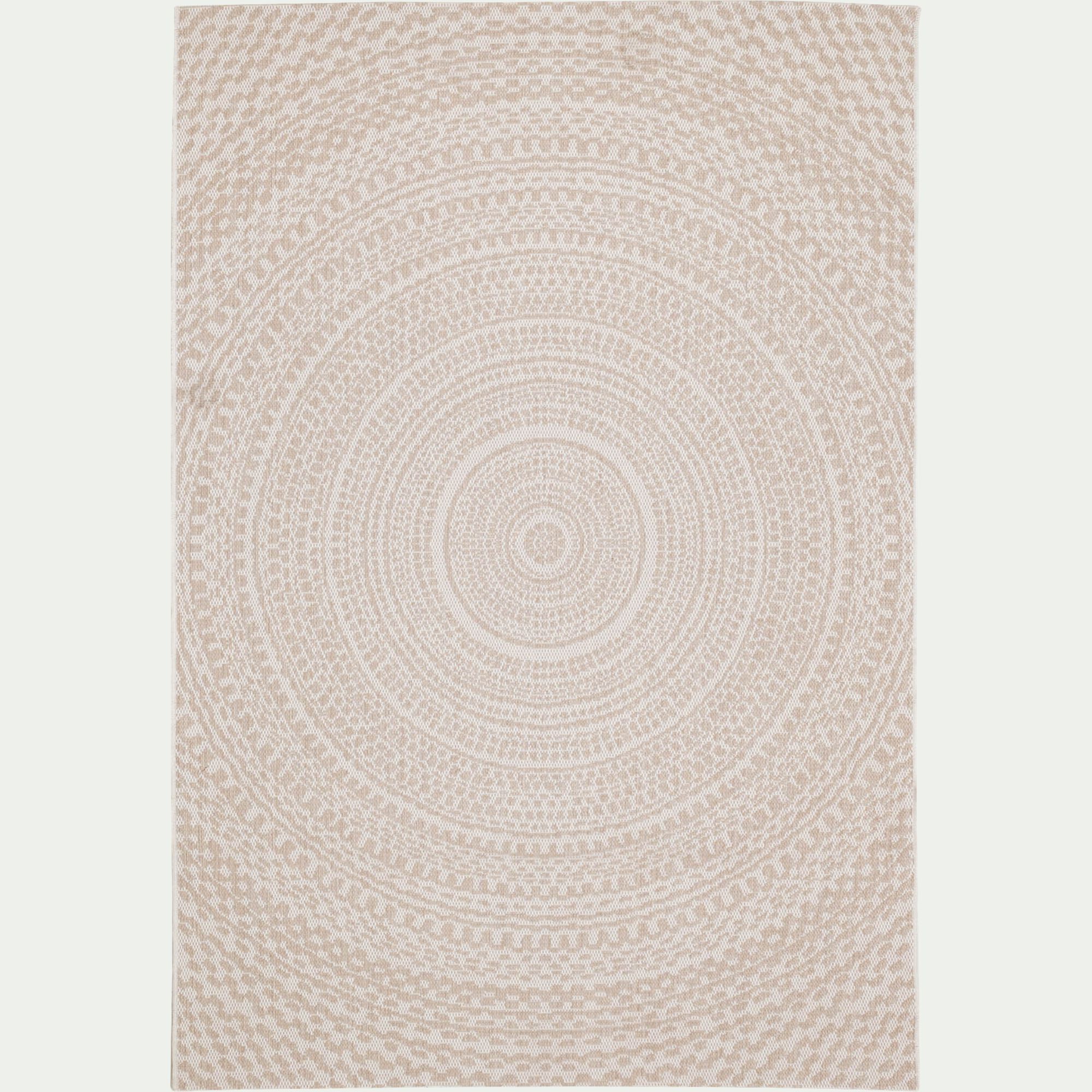 HYPNOSE - Tapis intérieur et extérieur à motifs en tissu recyclé 60x110cm- écru