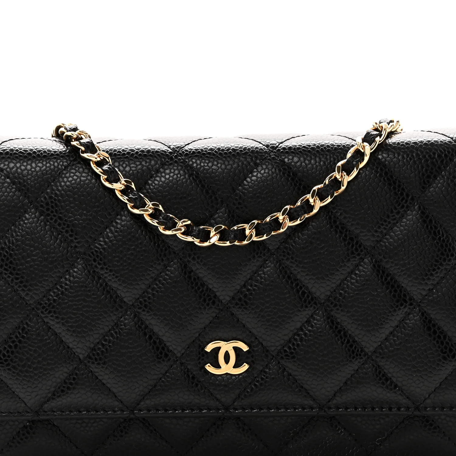 Caviar Quilted Wallet on Chain WOC Black - Top Club