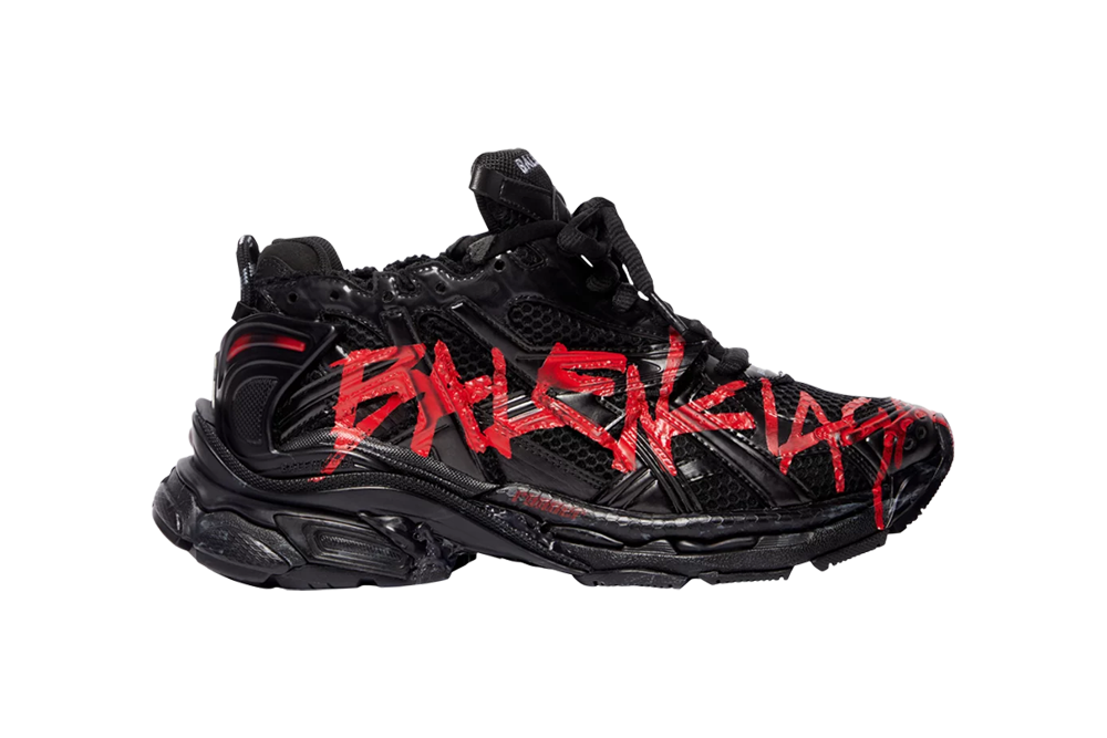 Runner Graffiti Sneaker in Red and black mesh and nylon - Sneaker Replica Workshop