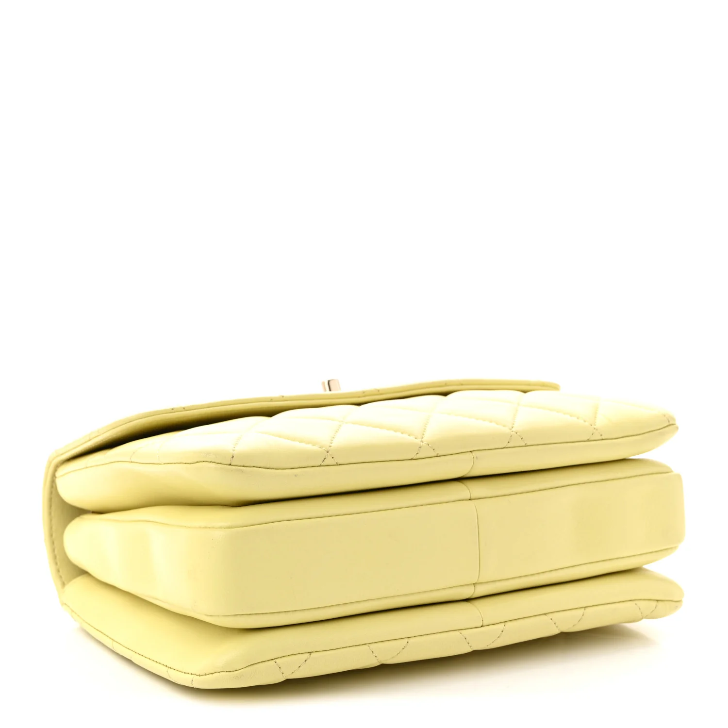 Lambskin Quilted Small Trendy CC Flap Dual Handle Bag Yellow - Top Club