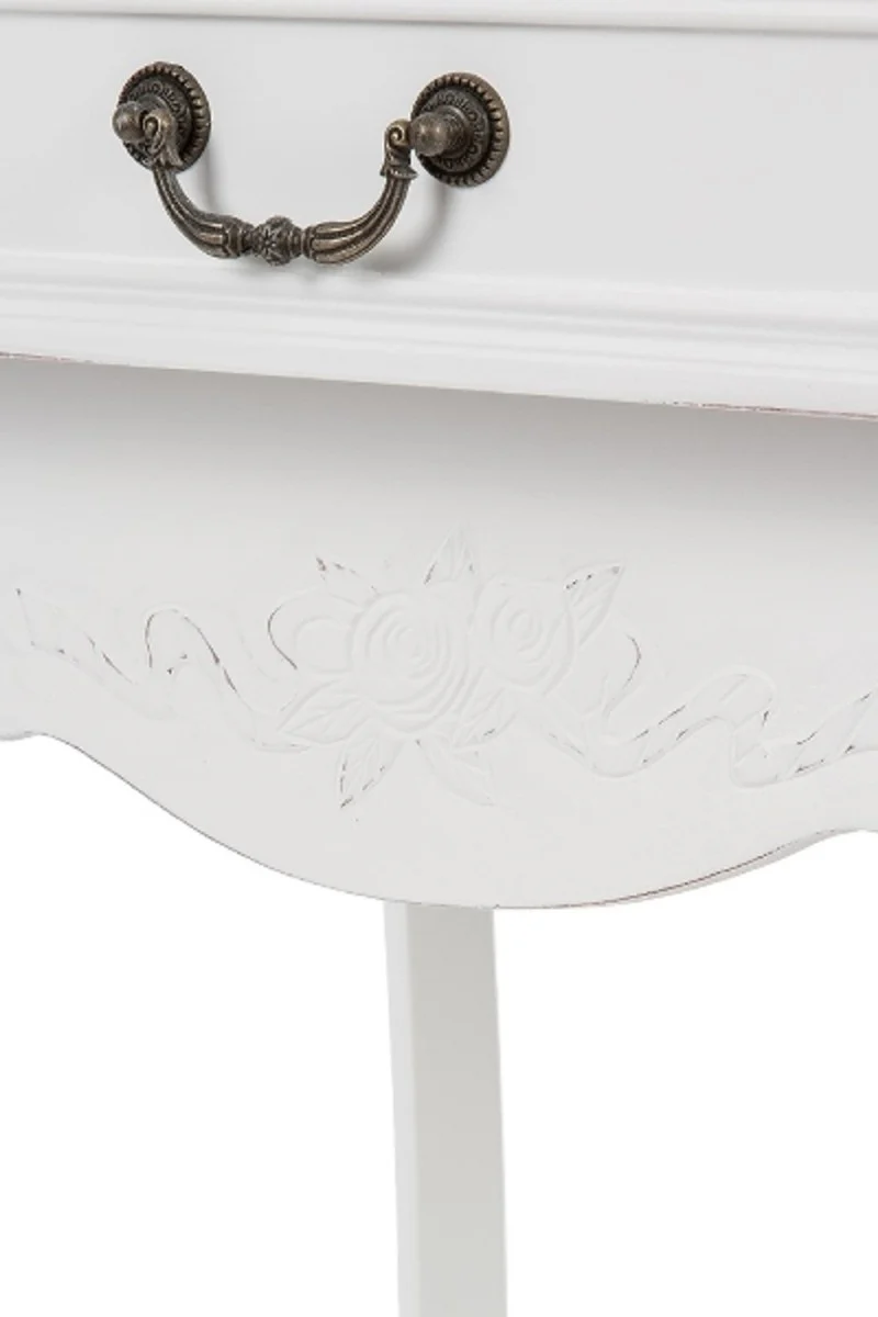 Country house style shabby chic side table with 2 drawers antique white 55 x 40 x H. 73 cm - country house style furniture
