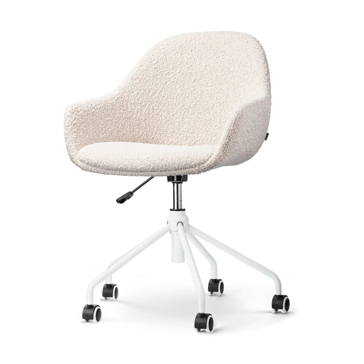 Bureaustoel Nout-Mae bouclé beige - wit onderstel