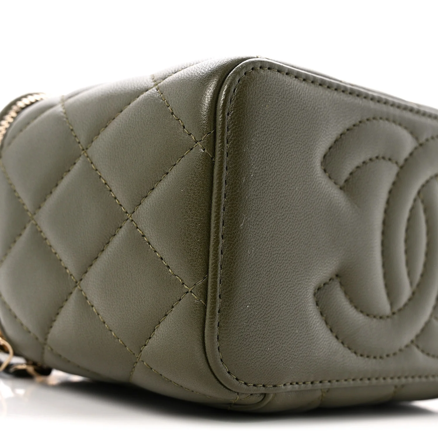 Lambskin Quilted Pick Me Up Vanity Case Khaki - Top Club