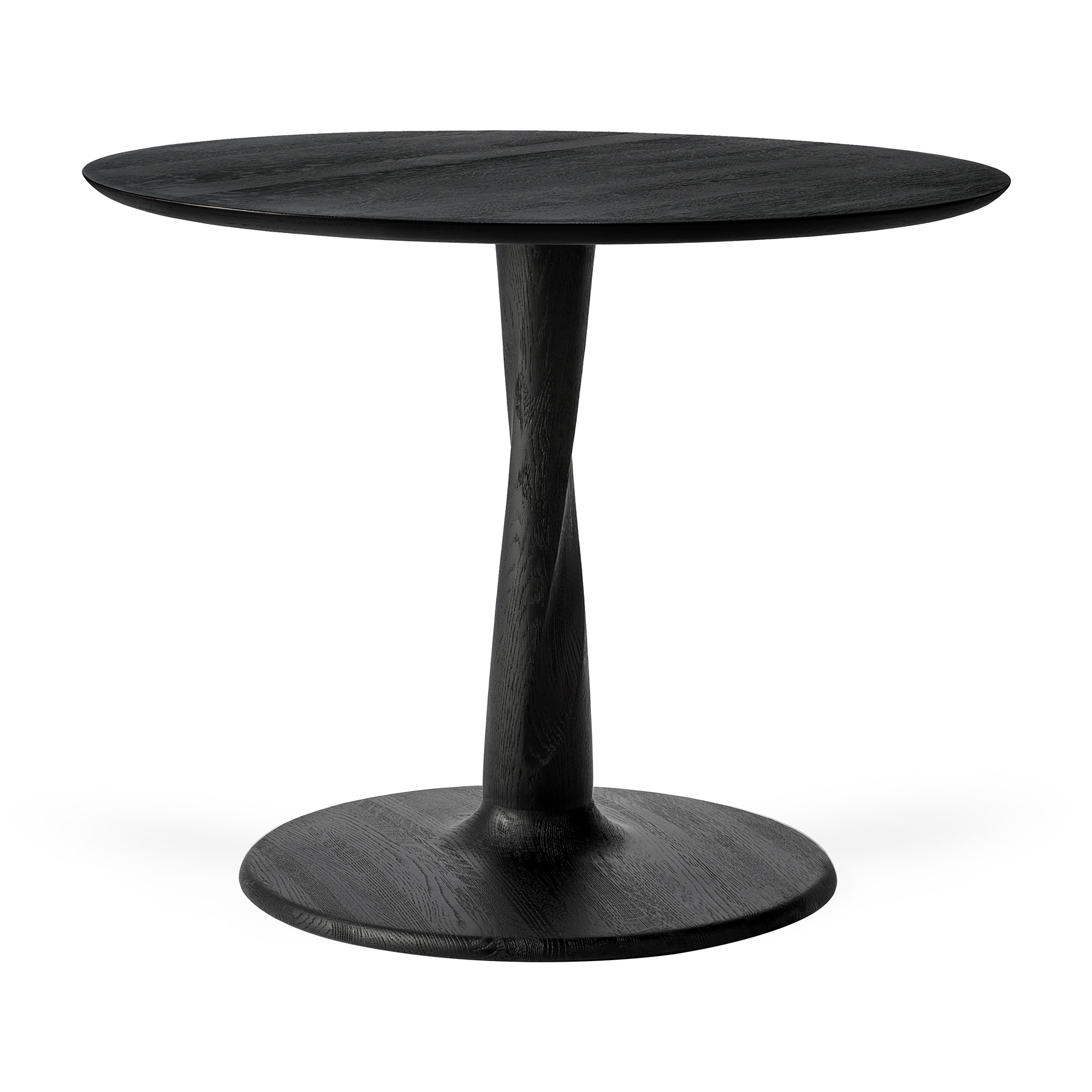 Torsion eettafel rond - eiken zwart - blad 90 cm - hoogte: laag 69cm