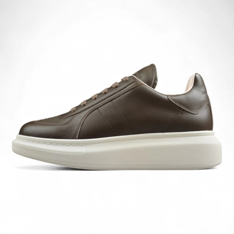 Alexander McQueen Oversized Leather Sneakers in Brown - Sneaker Replica Workshop