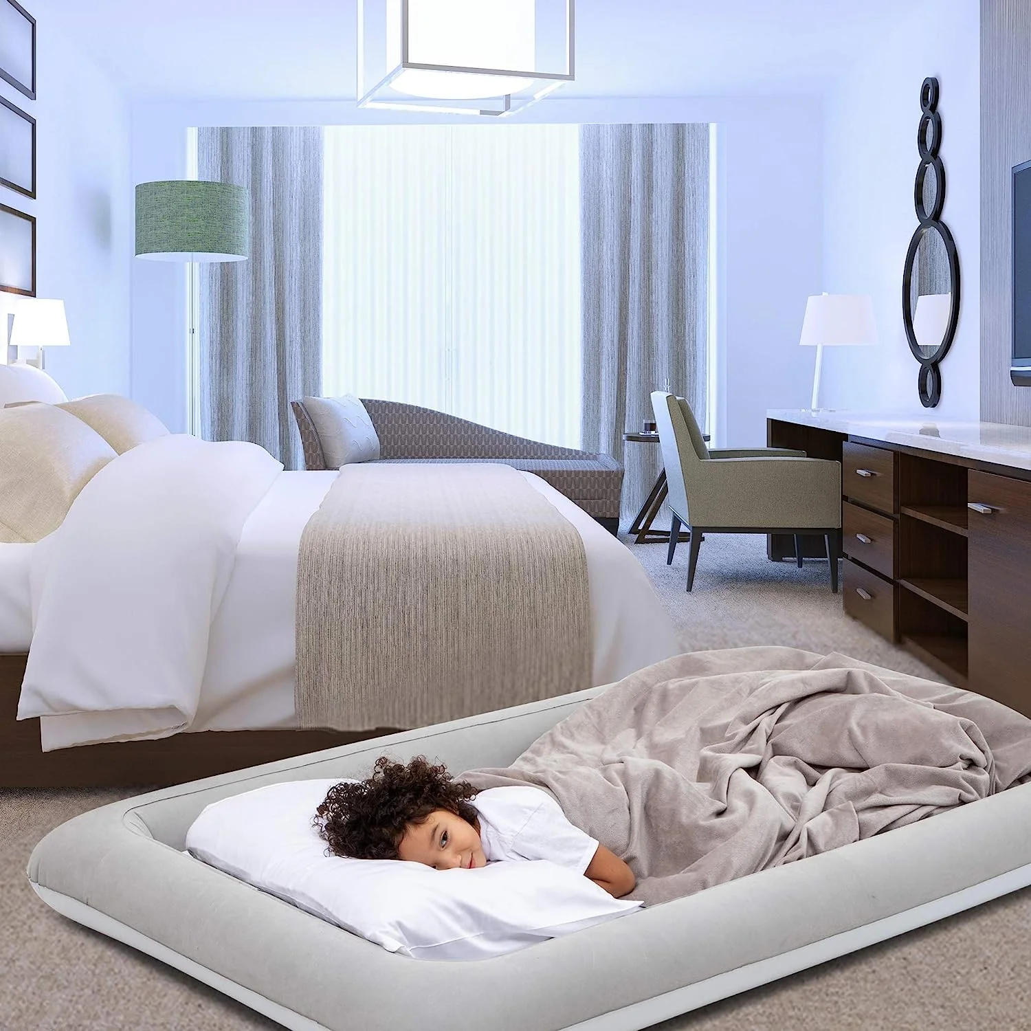 Inflatable Toddler Travel Bed - Air Mattress for Kids - Portable Inflatable Bed for Kids, Lightweight and Durable - Floor Beds and Mattresses for Teens, Durable Travel Accessories for Toddlers