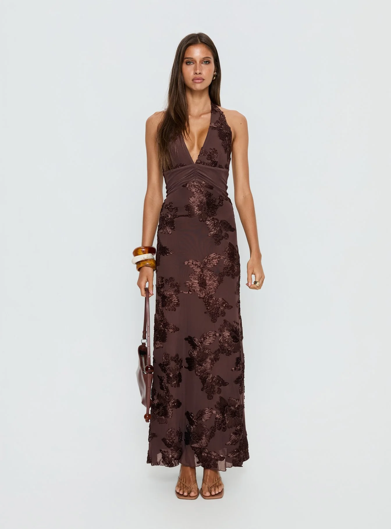 Rousseau Halter Maxi Dress Espresso
