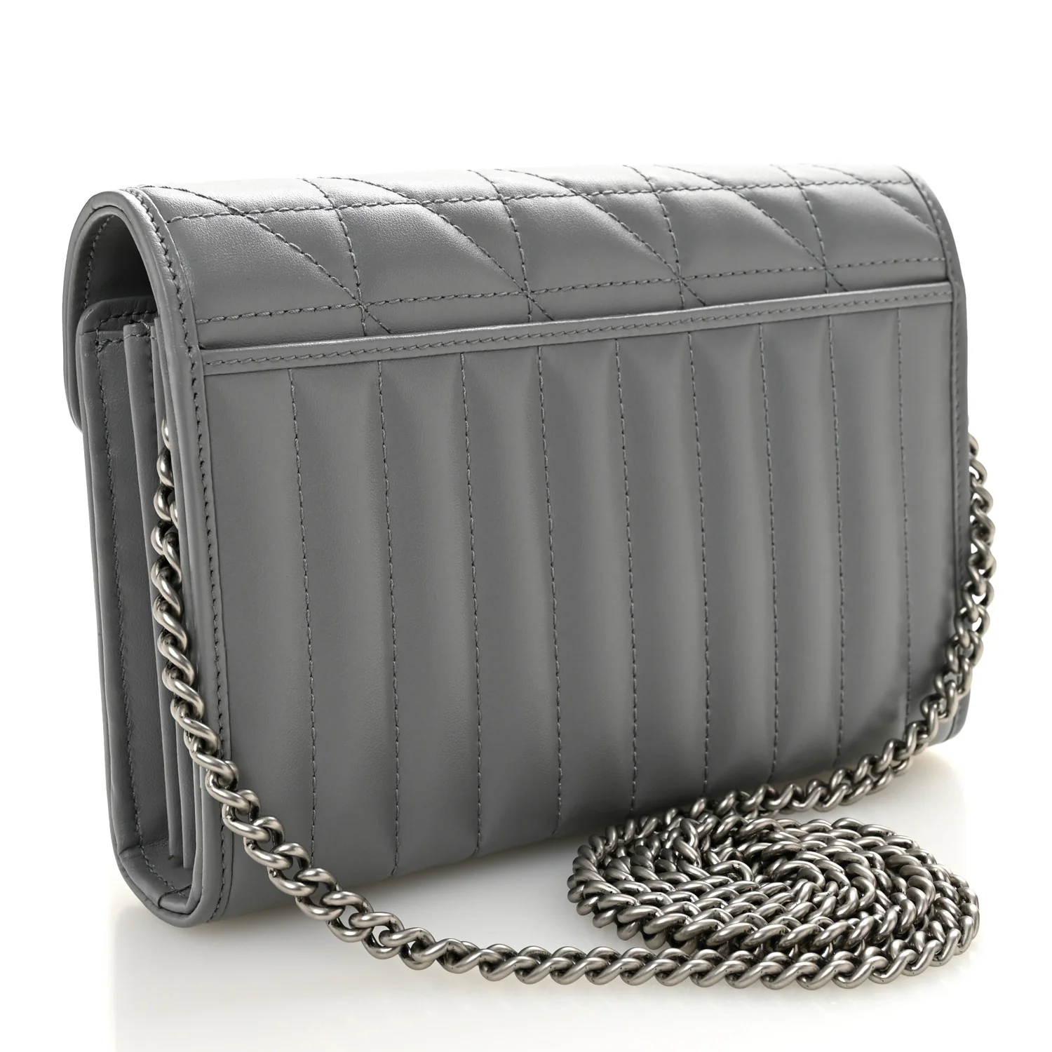 Calfskin Matelasse Aria GG Marmont Chain Wallet Deep Grey - Top Club