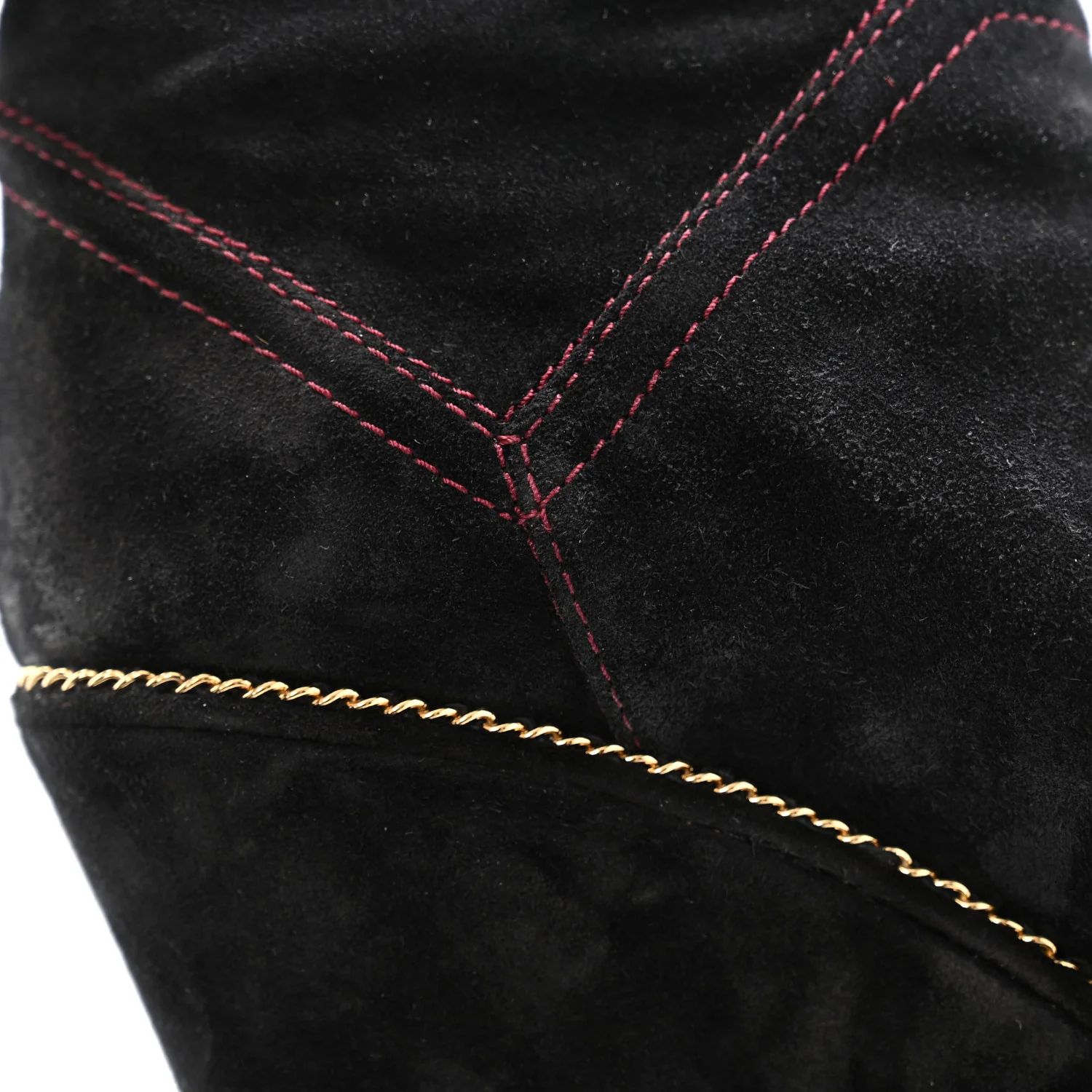 Suede Calfskin Chain Around High Boots 41 Black - Top Club
