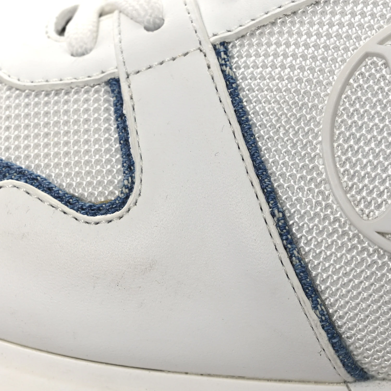 Calfskin Monogram Denim Run Away Sneakers 39 White - Top Club