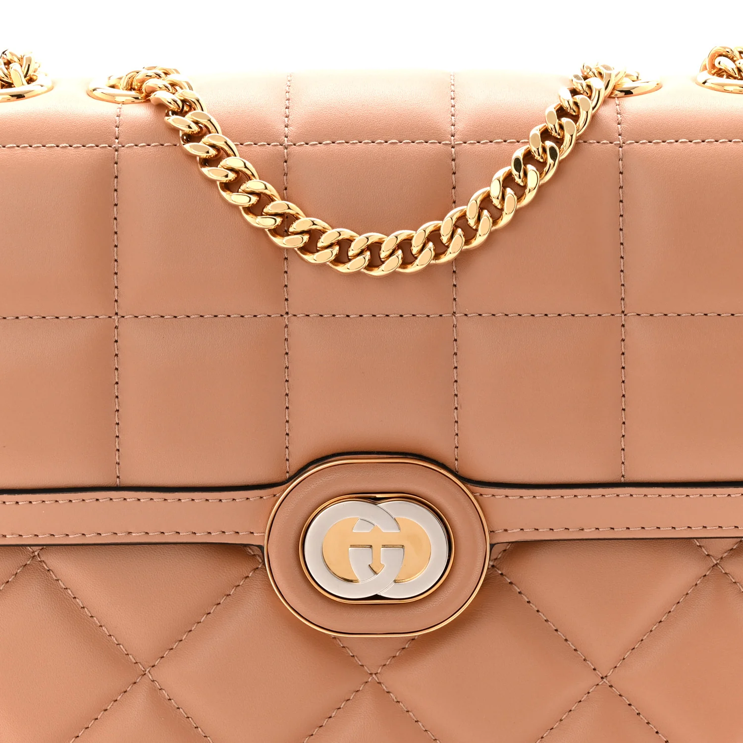 Calfskin Quilted Small Deco Shoulder Bag Camelia - Top Club