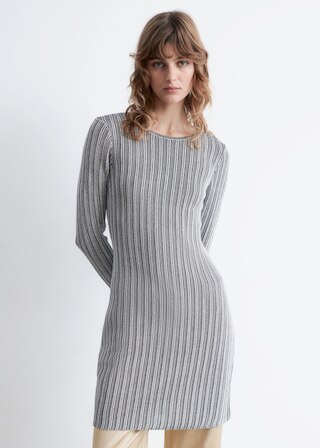& Other Stories LONG-SLEEVE RIB-KNIT MINI DRESS