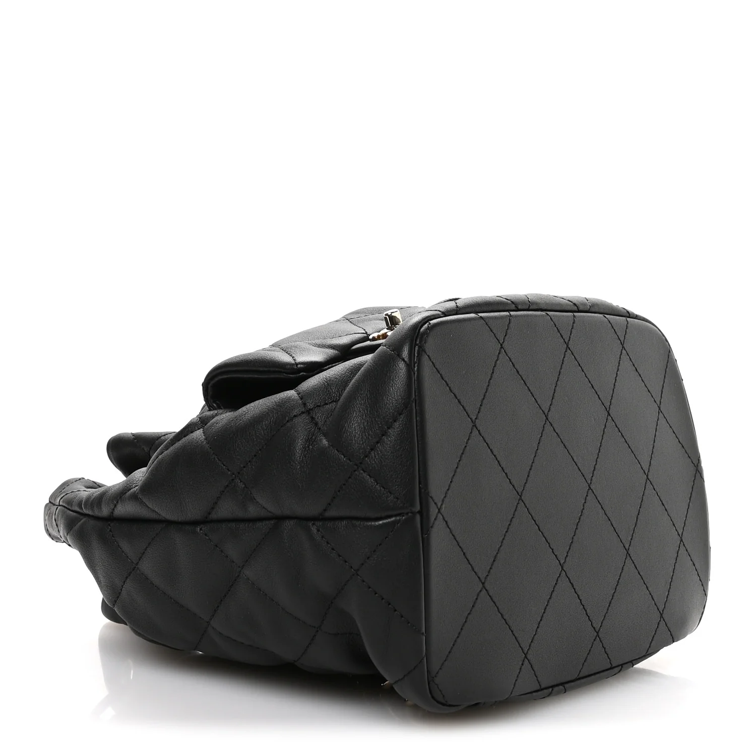 Lambskin Quilted Double Pocket Drawstring Backpack Black - Top Club