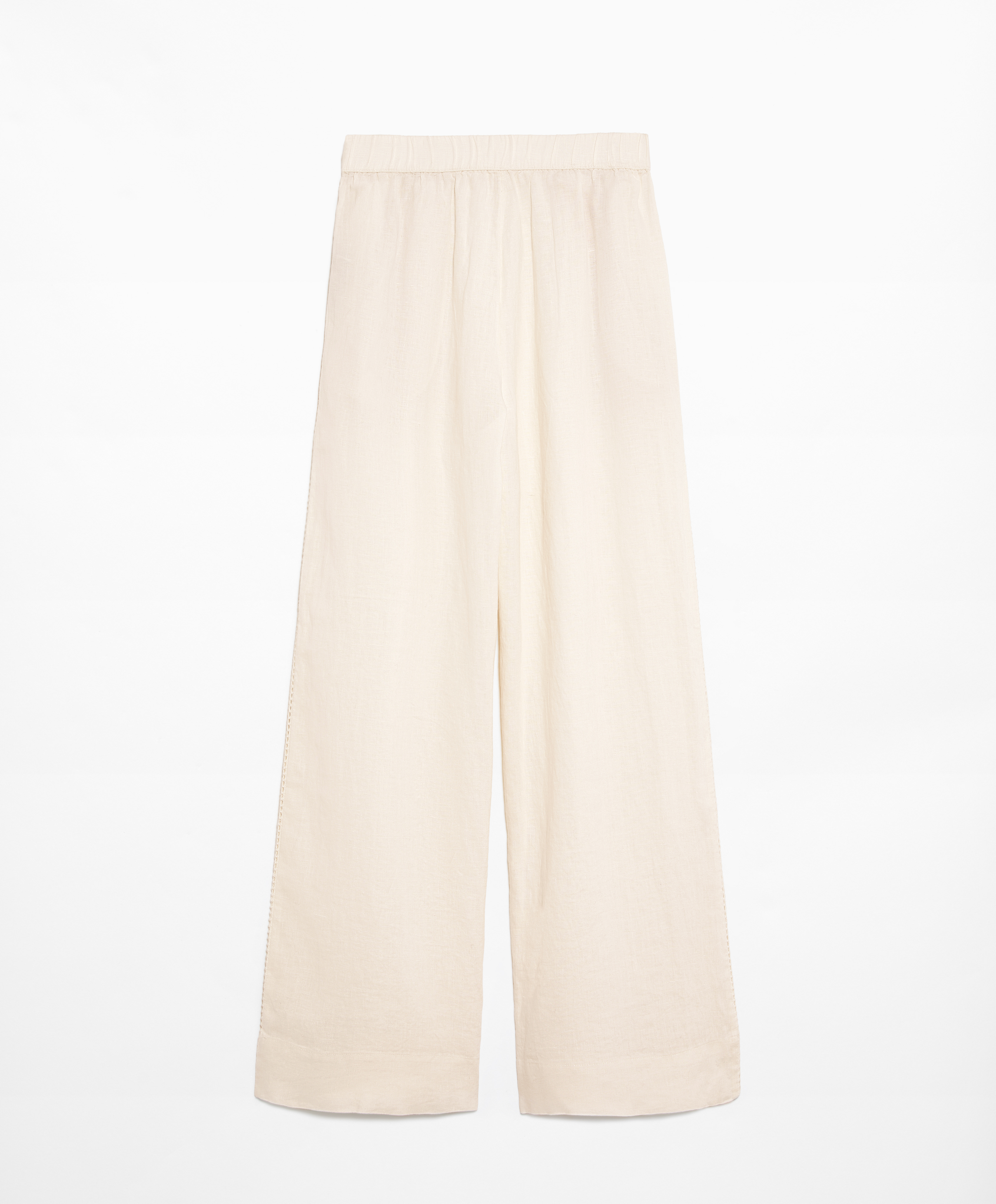 OYSHO 100% linen embroidered trousers