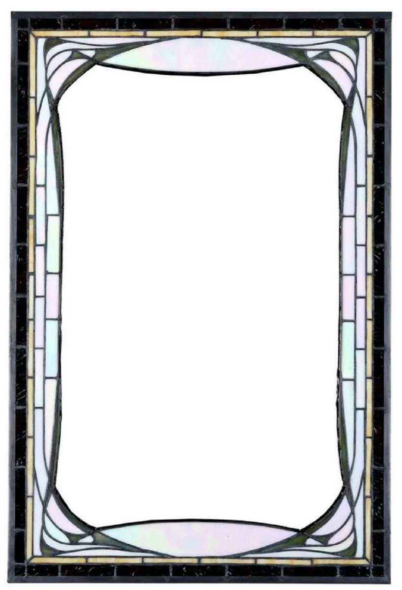 Luxury Tiffany wall mirror multicolored 50 x H. 75 cm - Rectangular Art Nouveau living room mirror - Bedroom mirror - Cloakroom mirror - Luxury Tiffany furniture