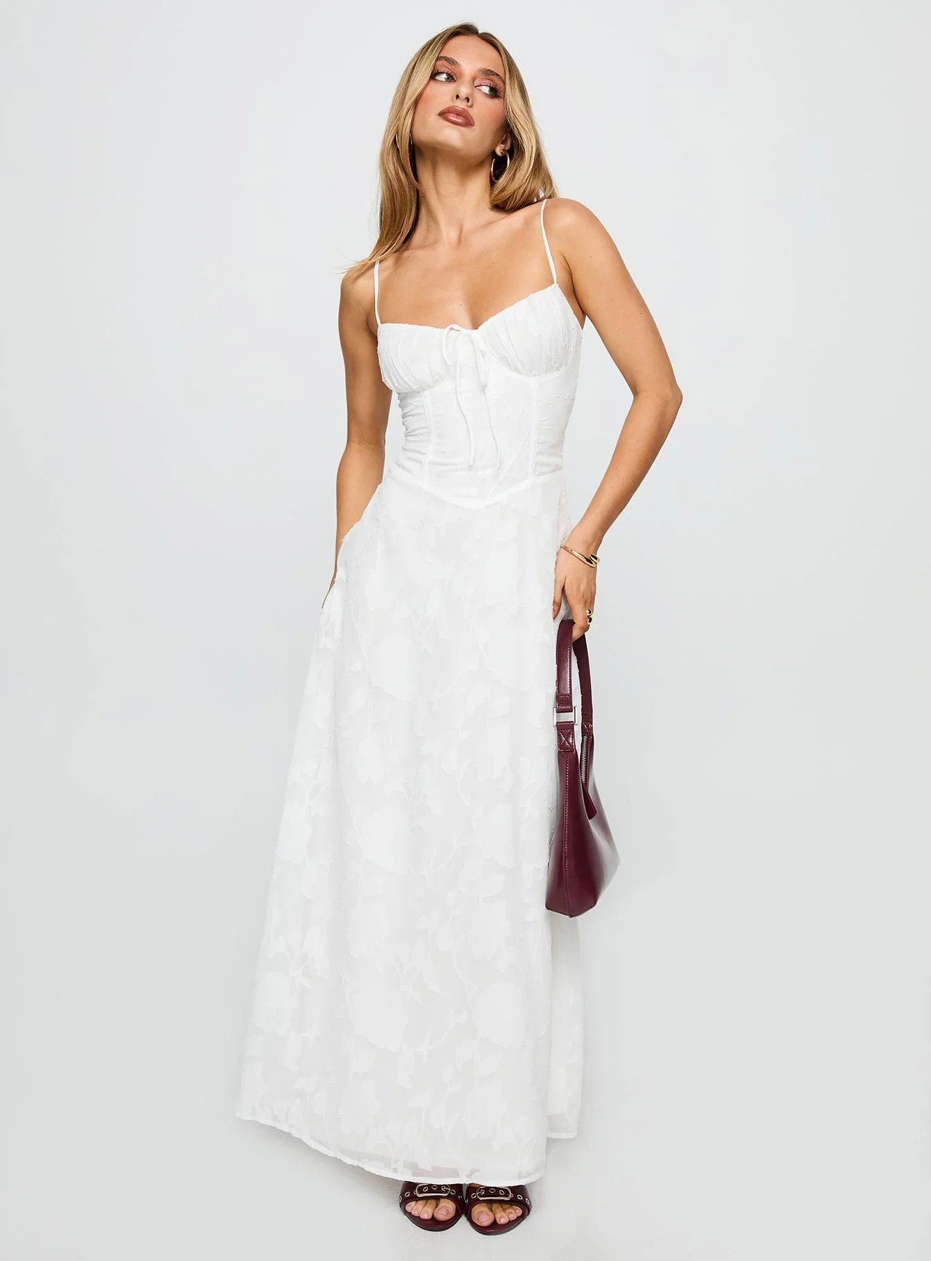 Members Only Maxi Dress White Burnout
