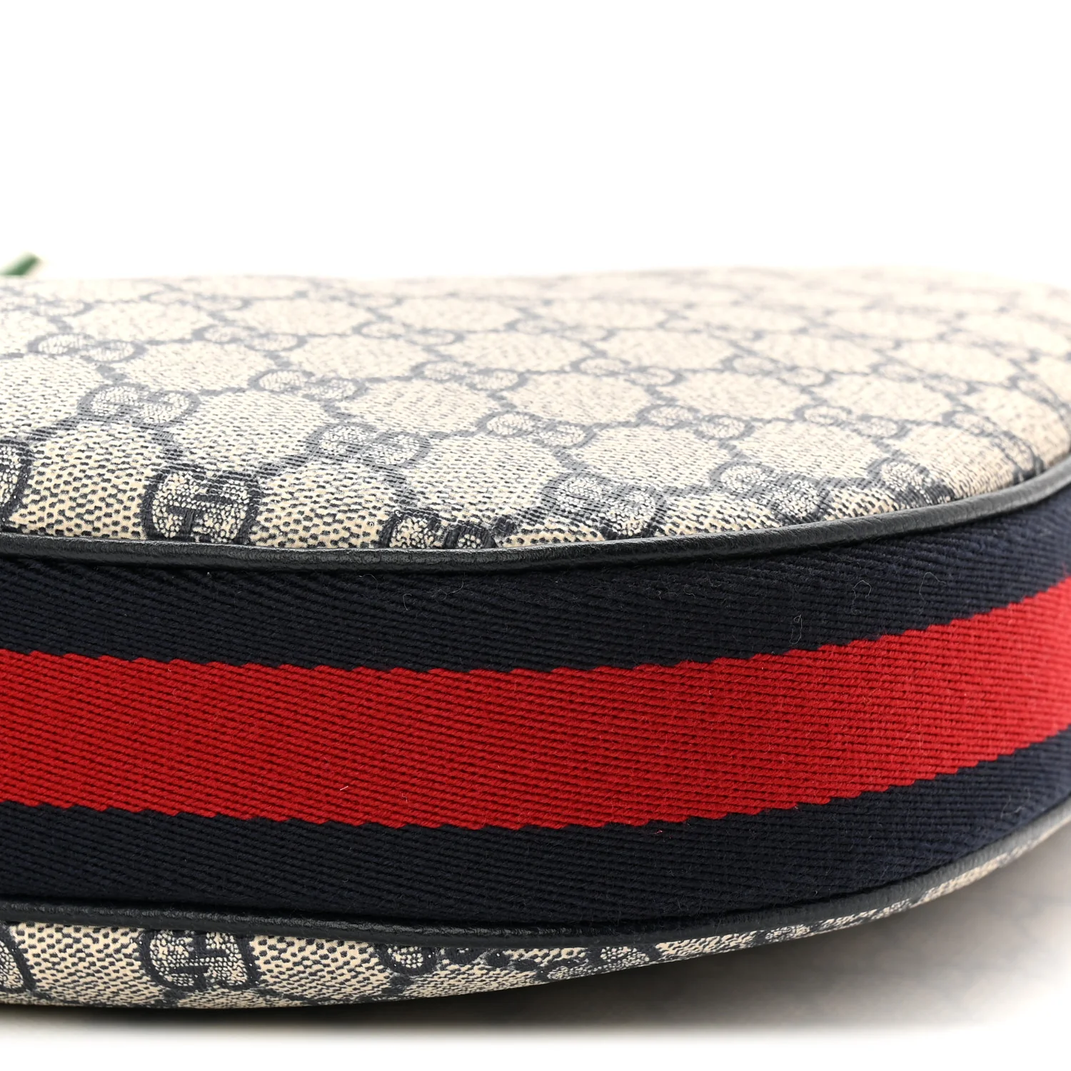 GG Supreme Monogram Textured Calfskin Web Large Attache Shoulder Bag Beige Blue - Top Club