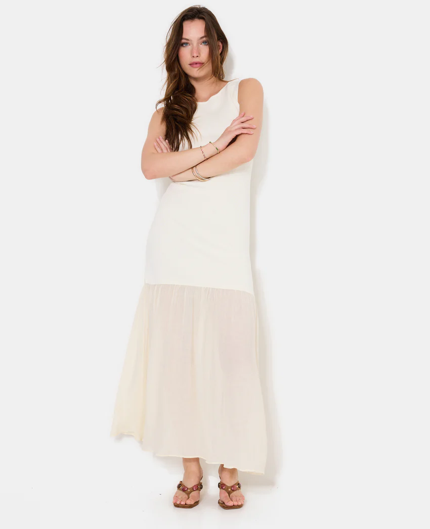 Pimkie Robe longue en maille avec volant tissu léger