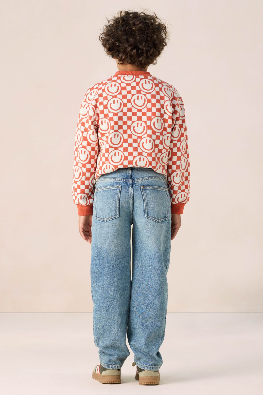 Blauwe mid-rise loose fit jeans